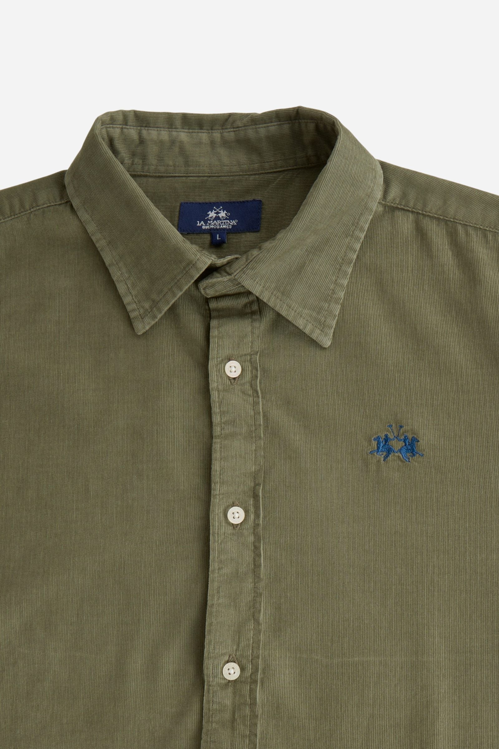 Men's cotton velvet shirt with contrasting logo - Taron