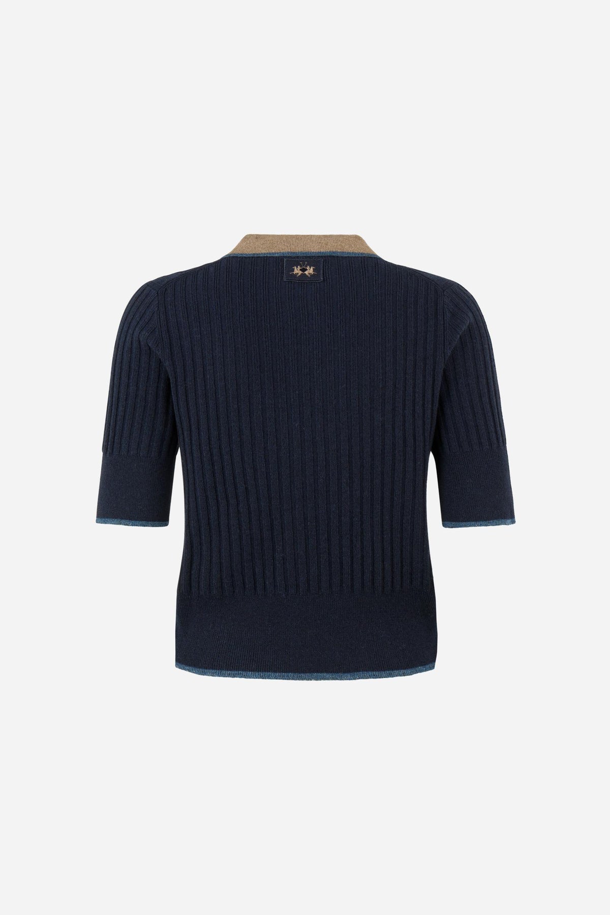 Polo in maglia da donna in lambswool dettagli a contrasto - Eugenie