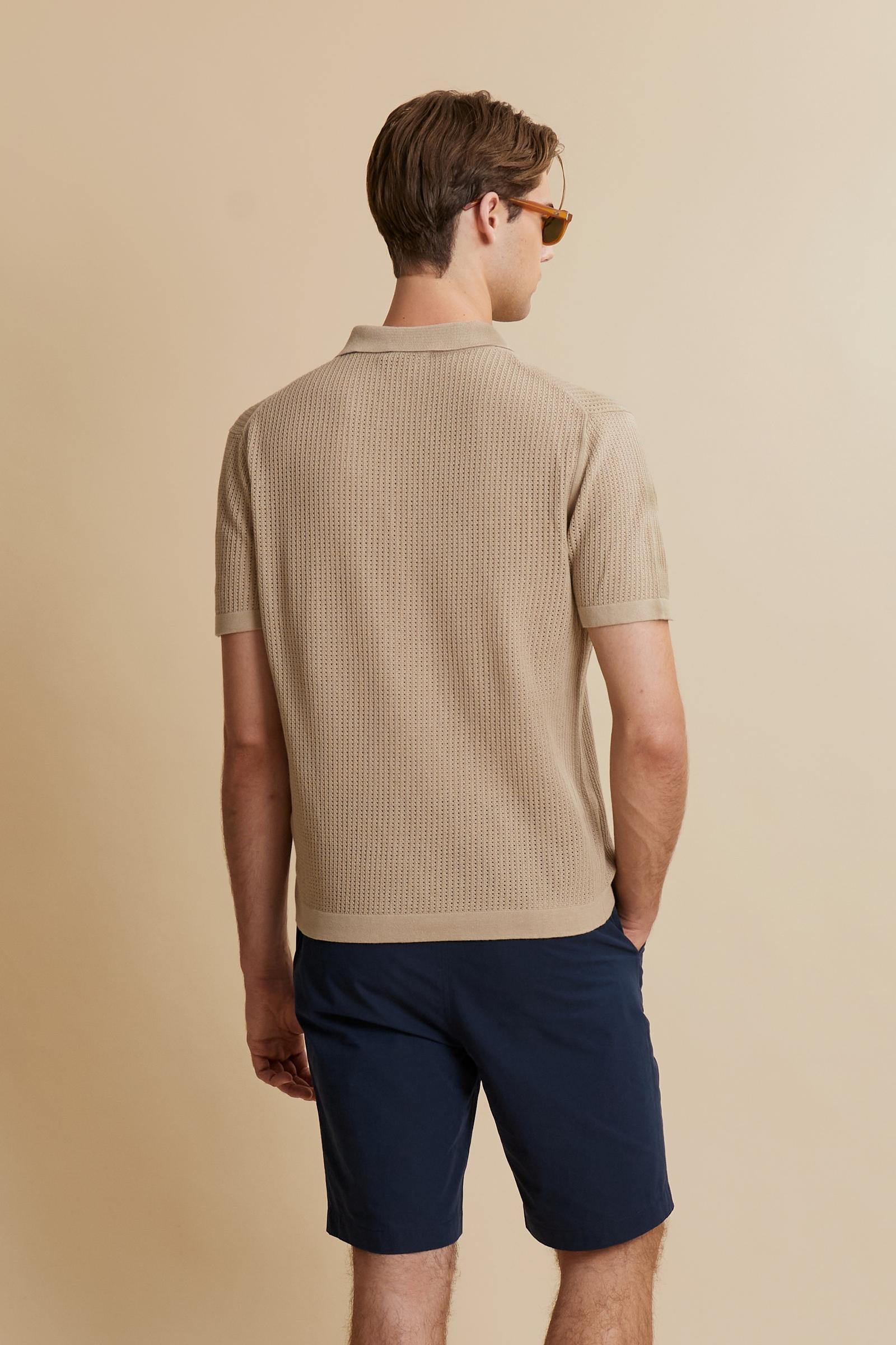 Men’s polo shirt in open-knit organic cotton - Carlton