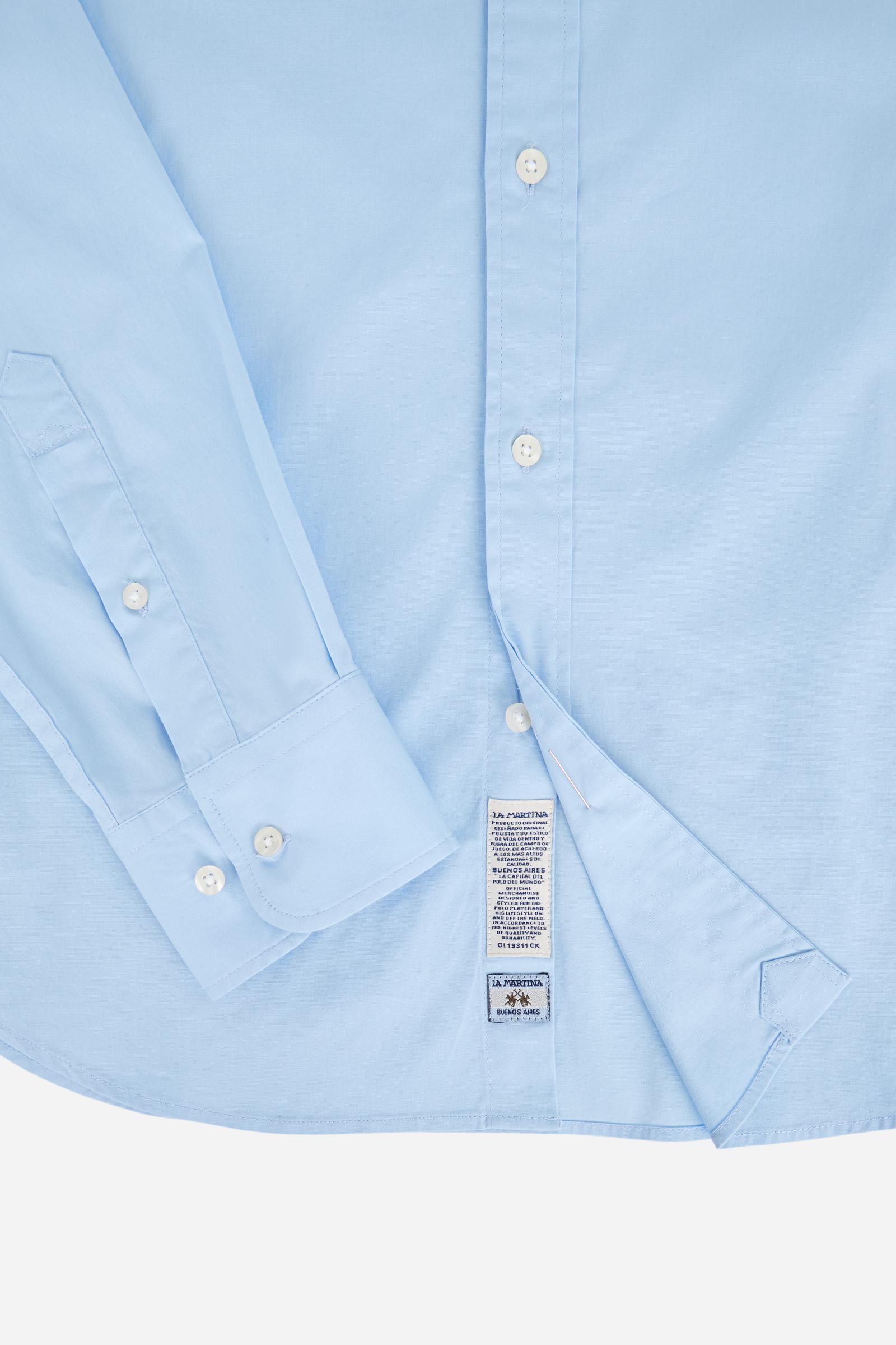 Men's long-sleeved shirt in cotton poplin with a regular-fit and button-down collar                                                                        - Blue Bell