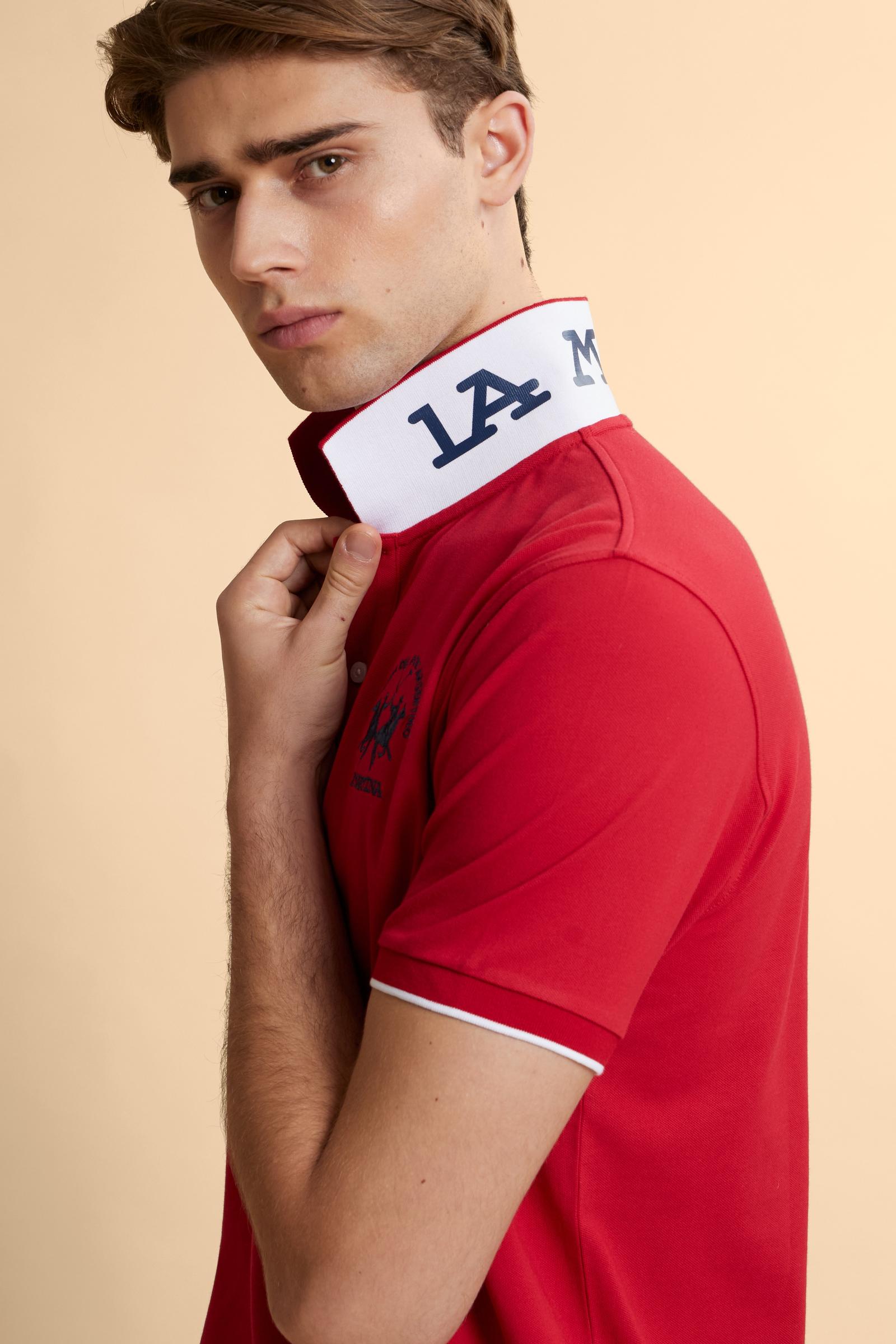 Men's short sleeve polo in stretch piqué with Iconic Team logo - Miguel