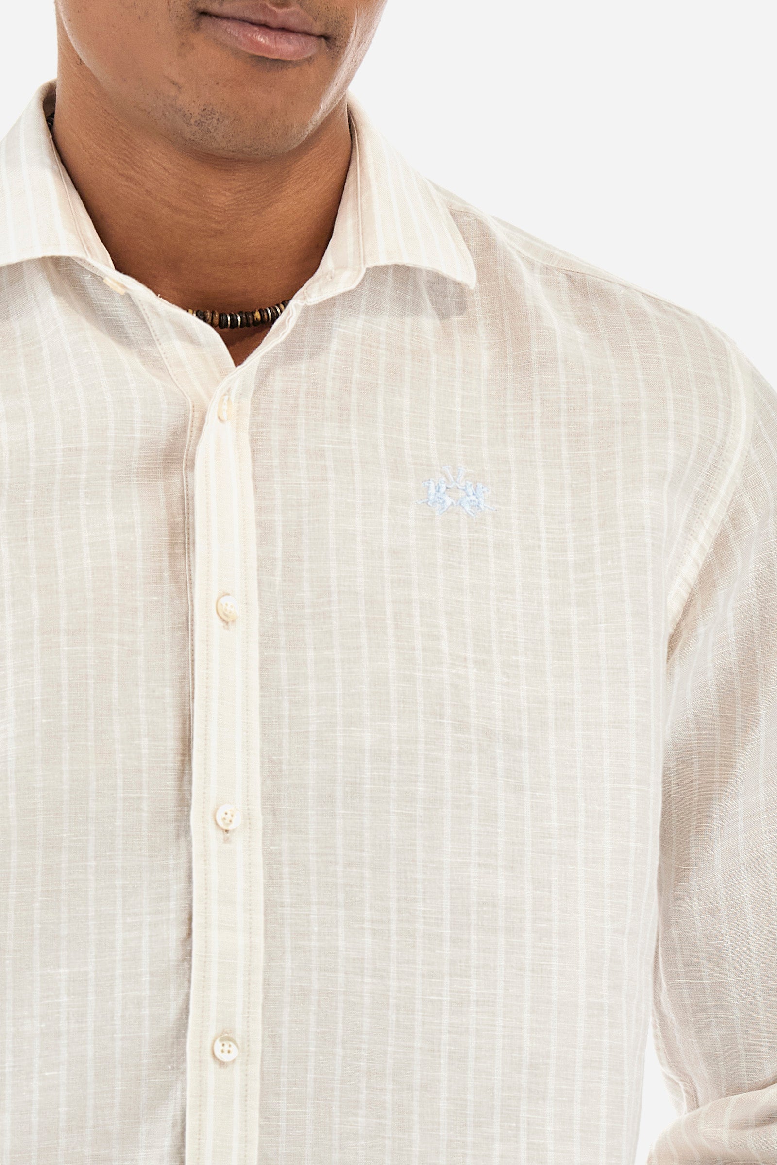 Striped patterned shirt in cotton and linen - Innocent