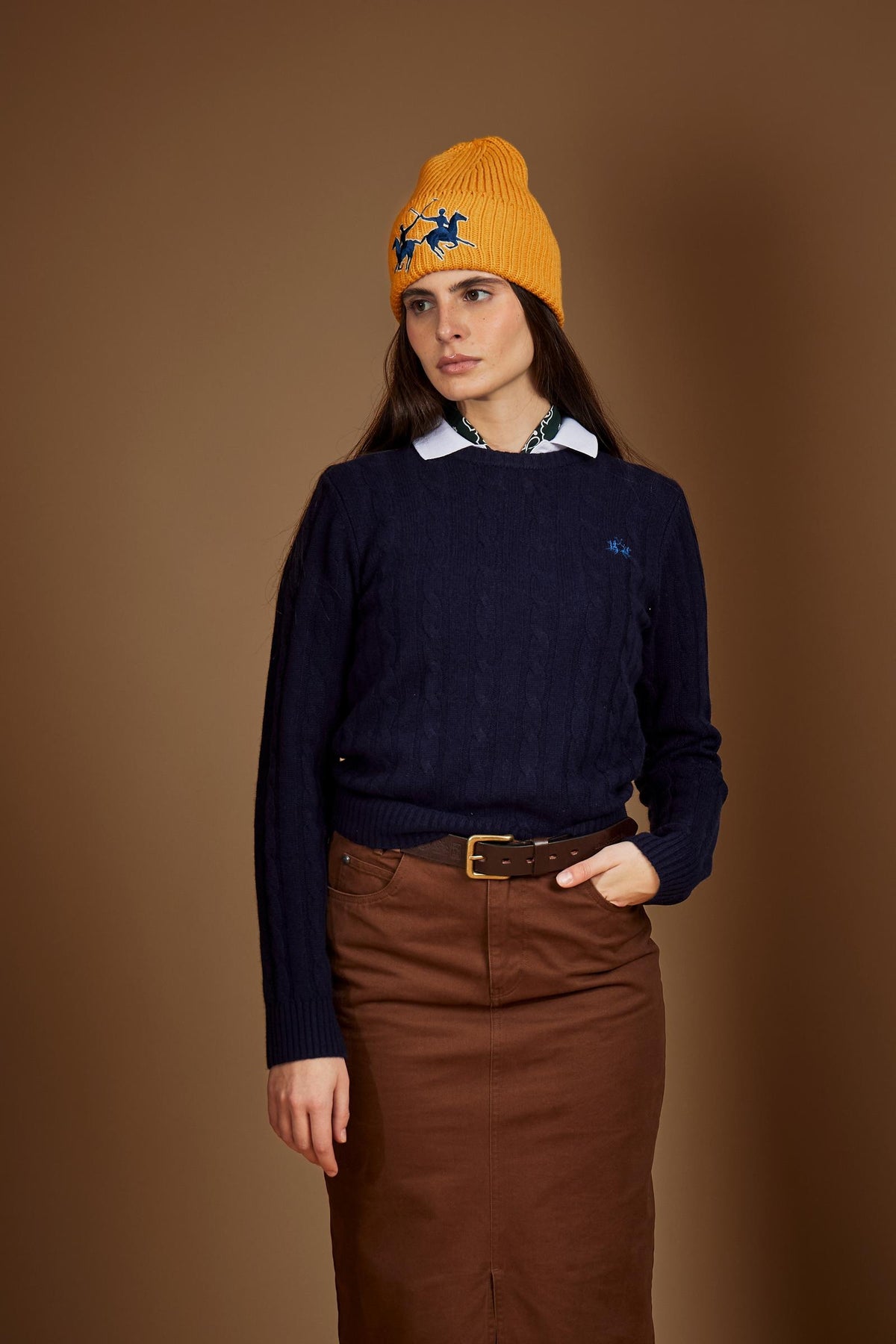 Women's cable knit sweater in cashmere blend - Emilse