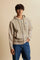 Hooded sweatshirt in lightweight unbrushed cotton with front zip and adjustable drawstring hood with metal tips. Kangaroo pockets and ribbed trims. Relaxed regular fit with contrast embroidered logo on the chest. - Humus                                                                                                                                                                                                                                                                                                    