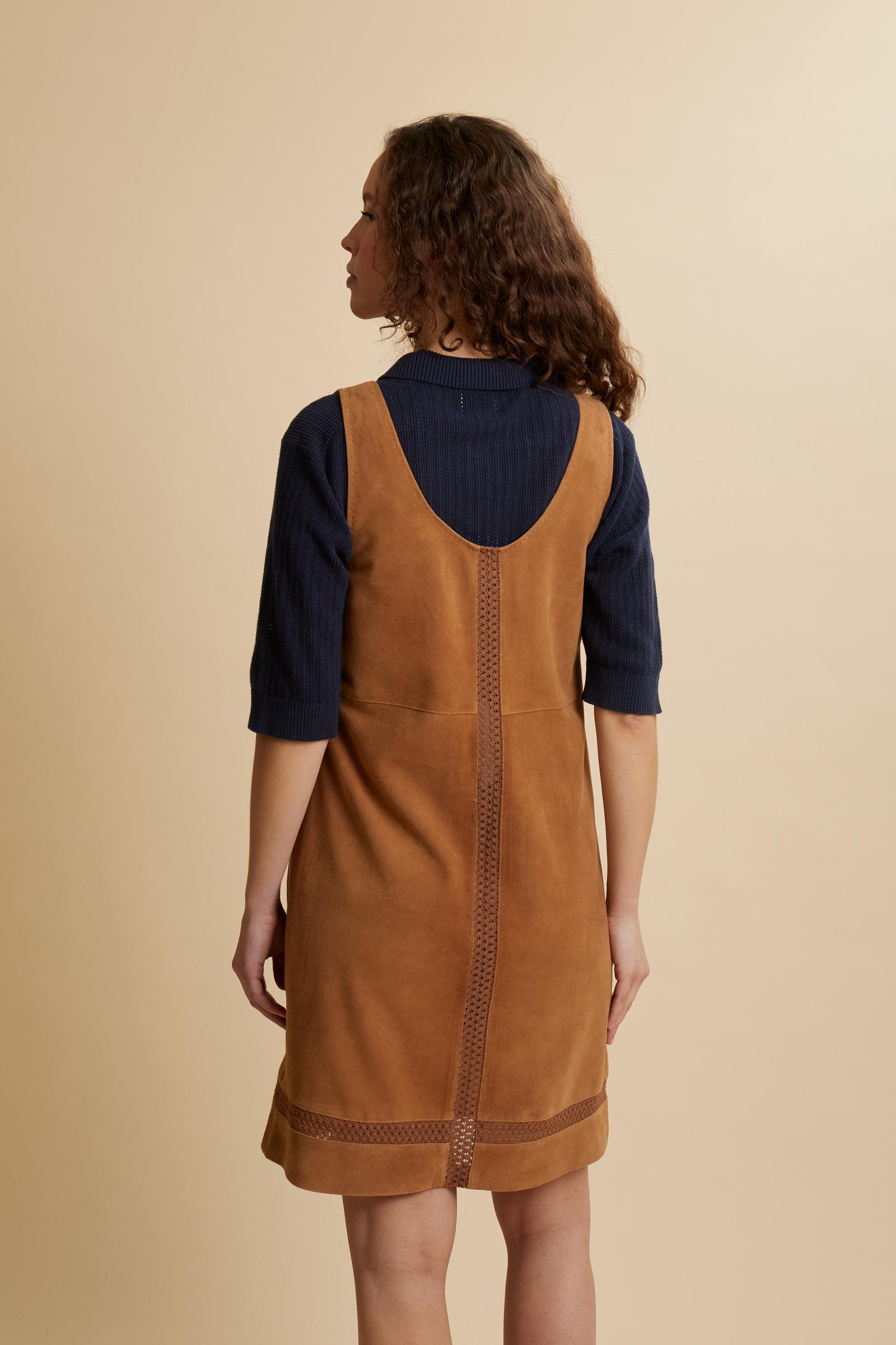 Women’s sleeveless suede dress with perforated bands – Cipriana