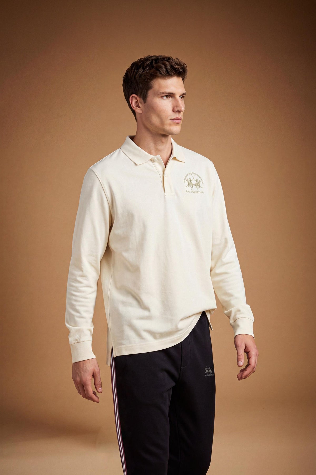 Herren Polo Langarm aus Baumwoll-Piqué Essentials. Darius
