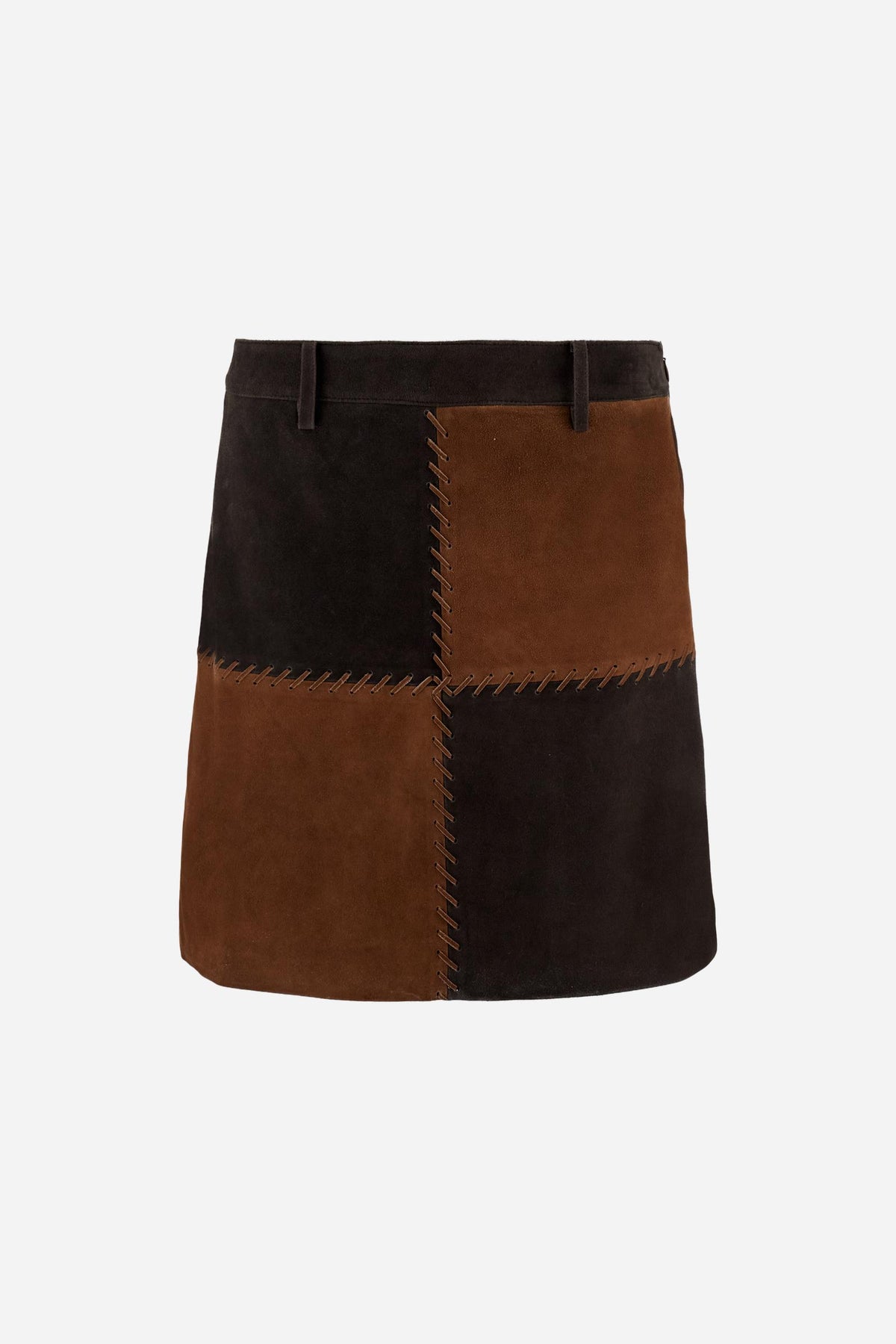 Short patchwork suede leather skirt - Deiene