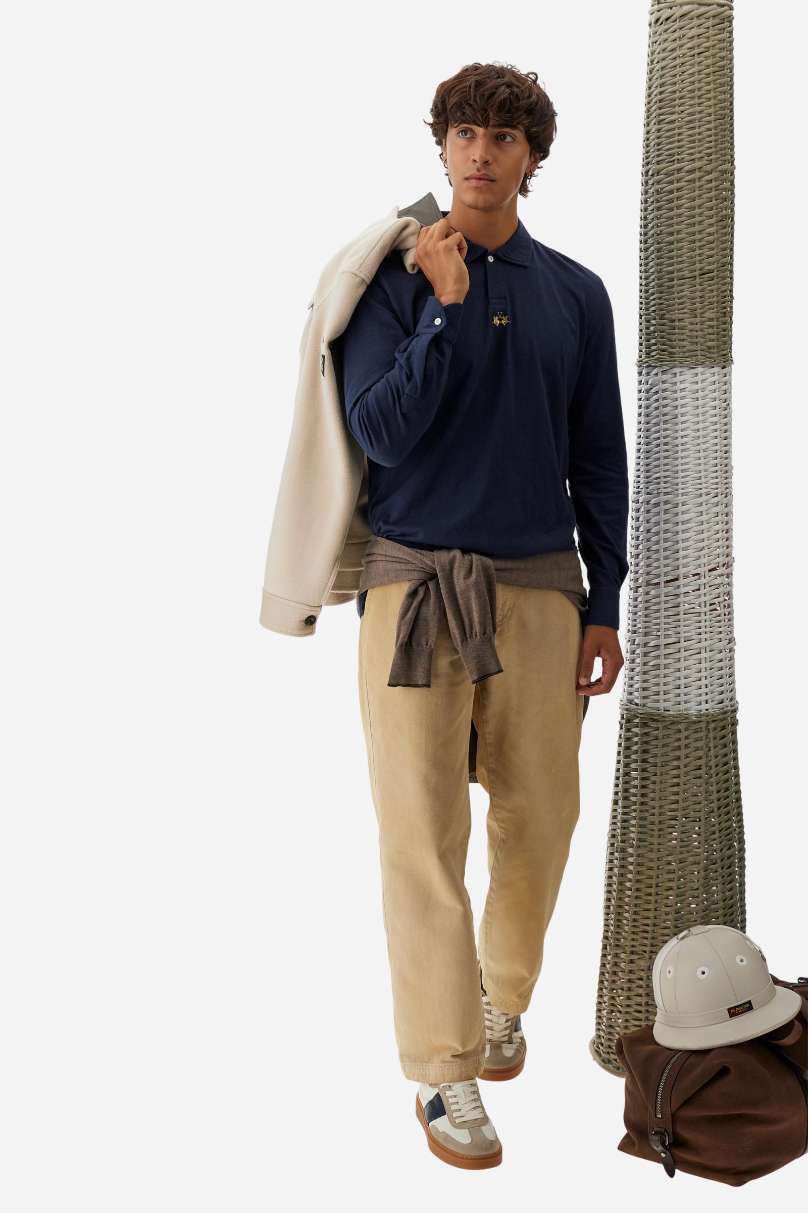 Polo homme manches longues en jersey flammé - Briscoe