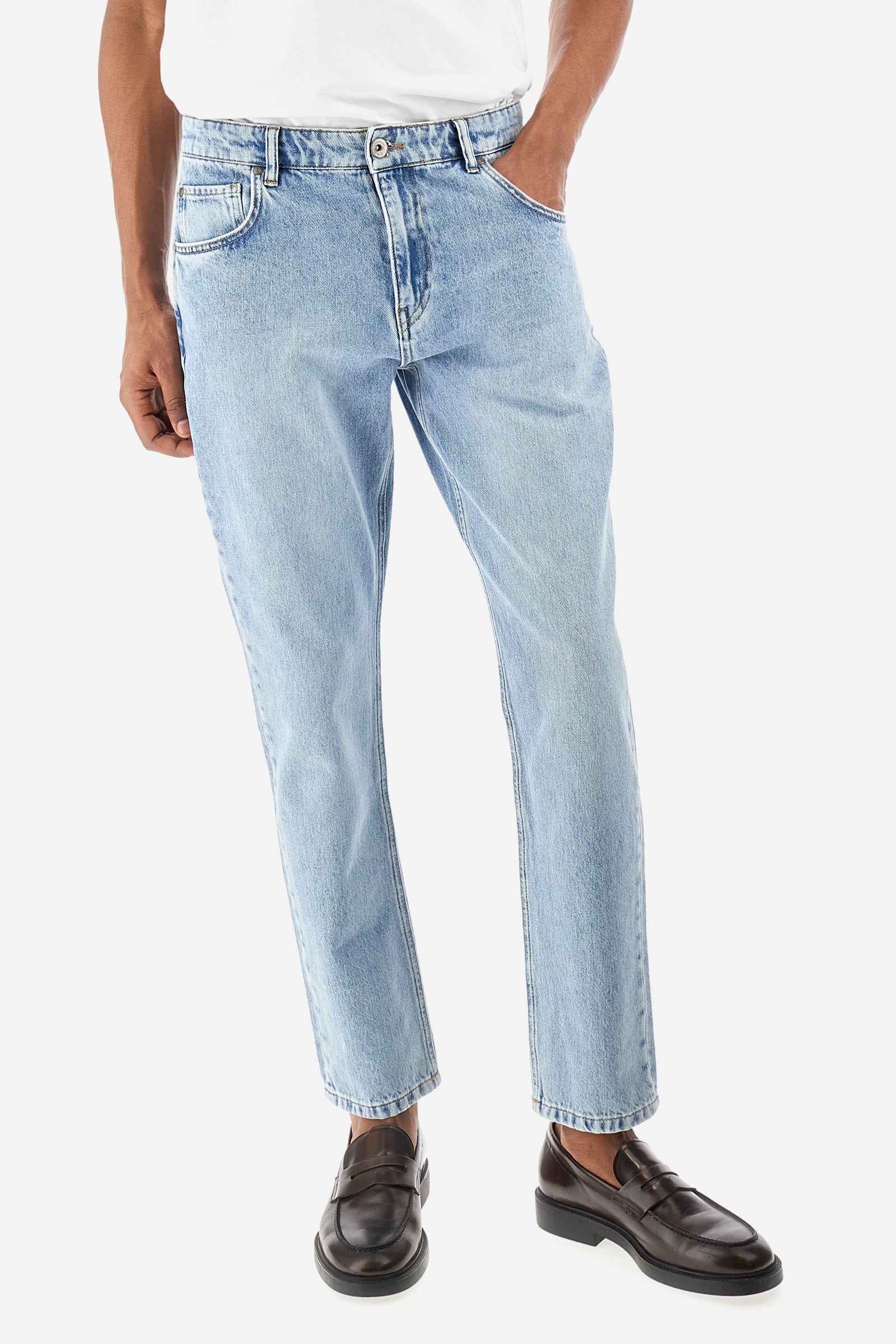 Jeans de 5 bolsillos de corte recto en algodón - Yosef