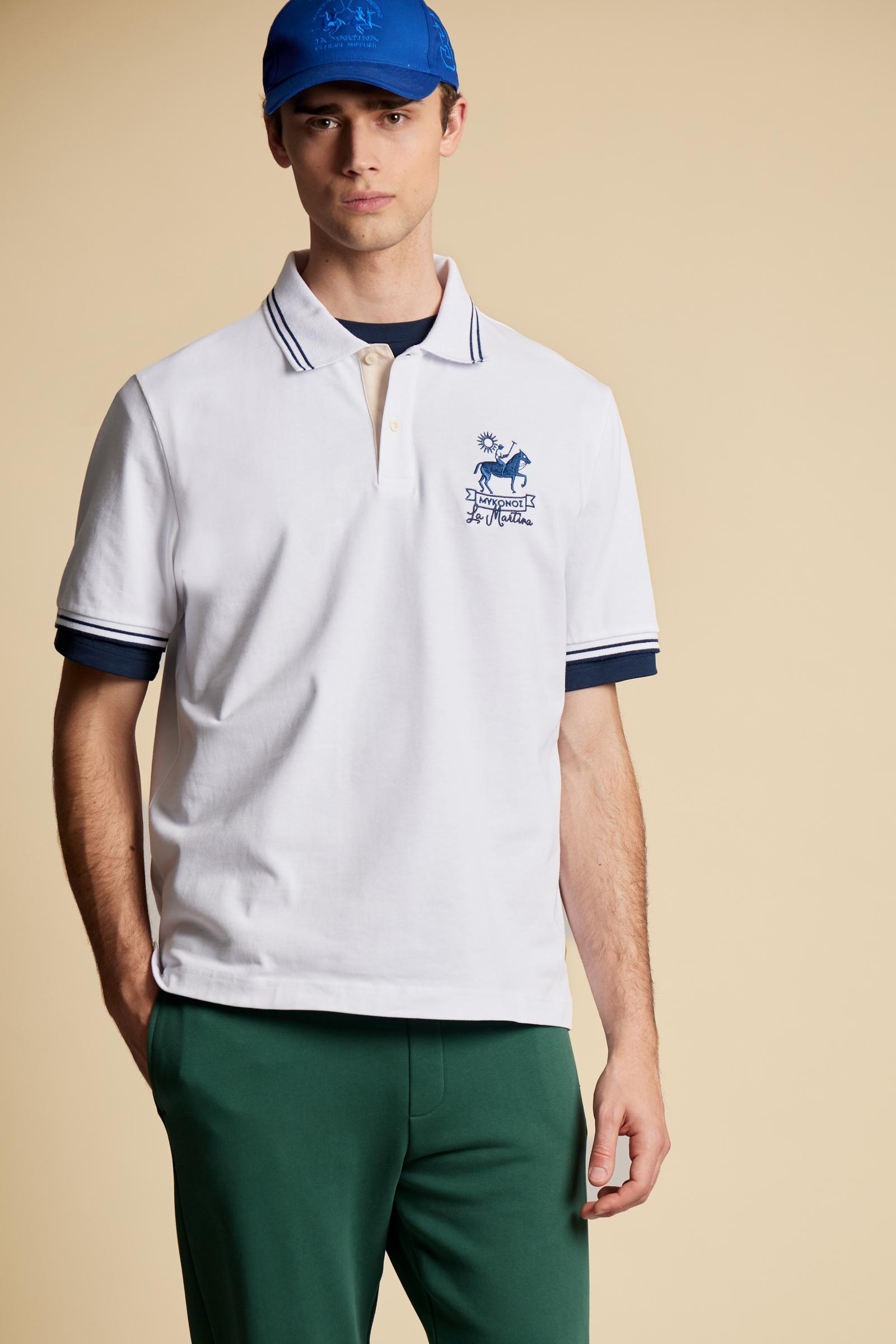 Men’s short-sleeve cotton jersey polo shirt Mykonos – Corbin
