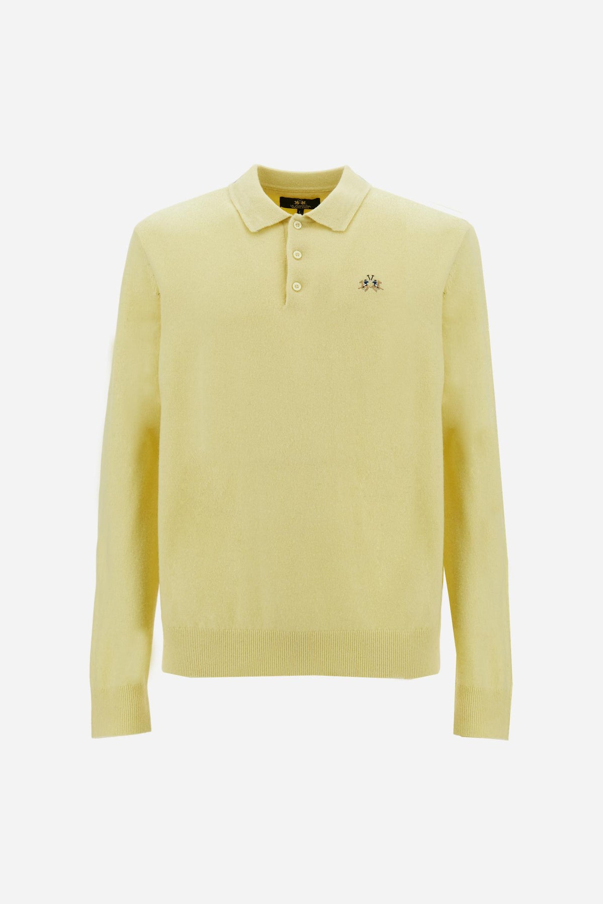 Men's knitted polo shirt in lambswool blend - Ettore