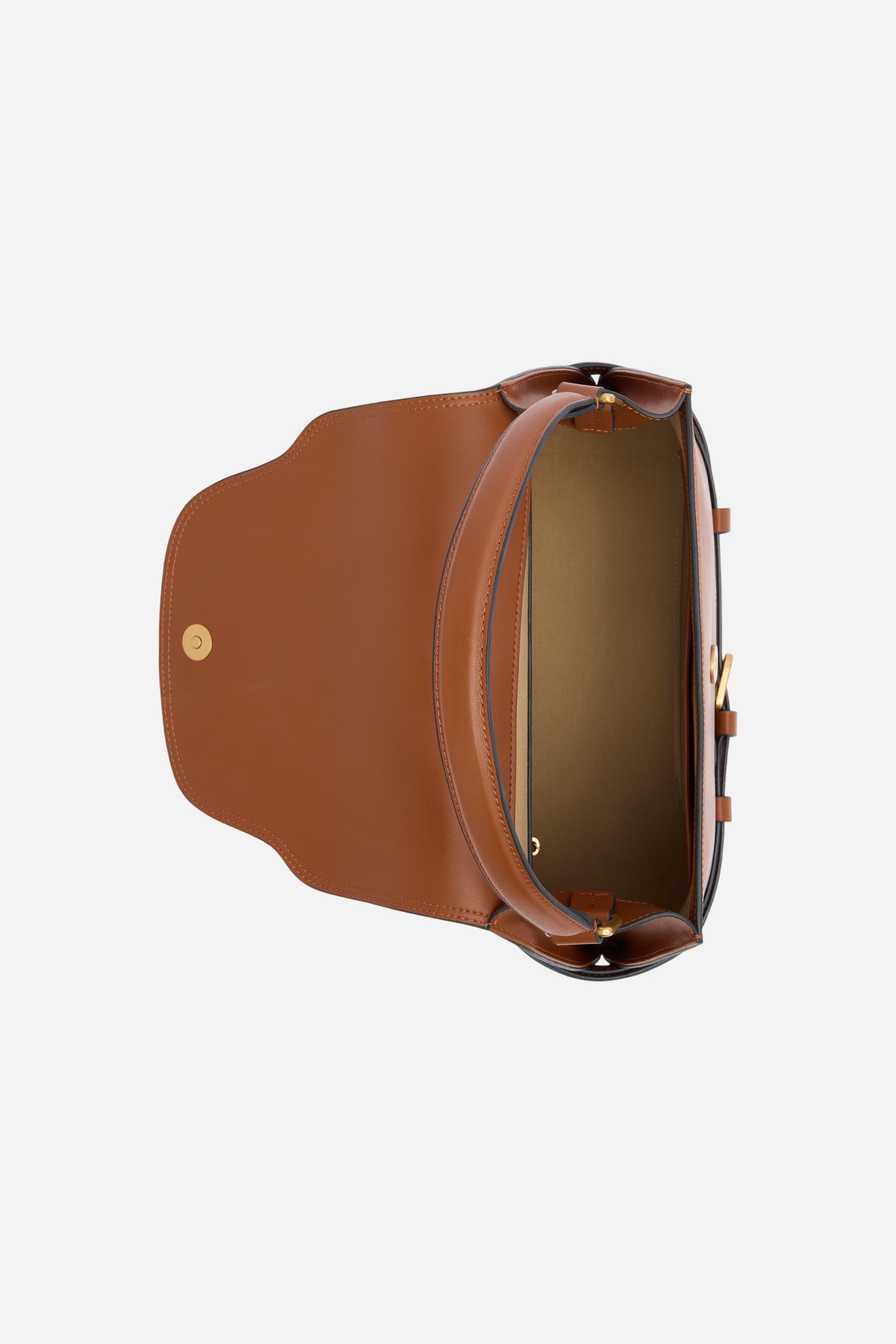 Trapeze tote bag in calfskin leather with flap – Selva