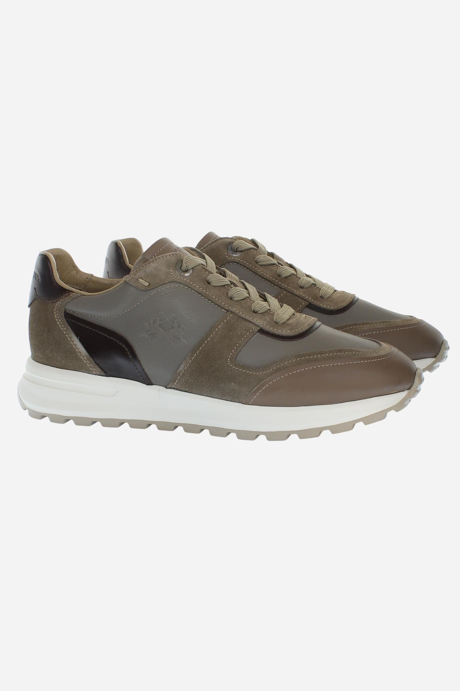 Men's leather and suede trainers with cushioned soles