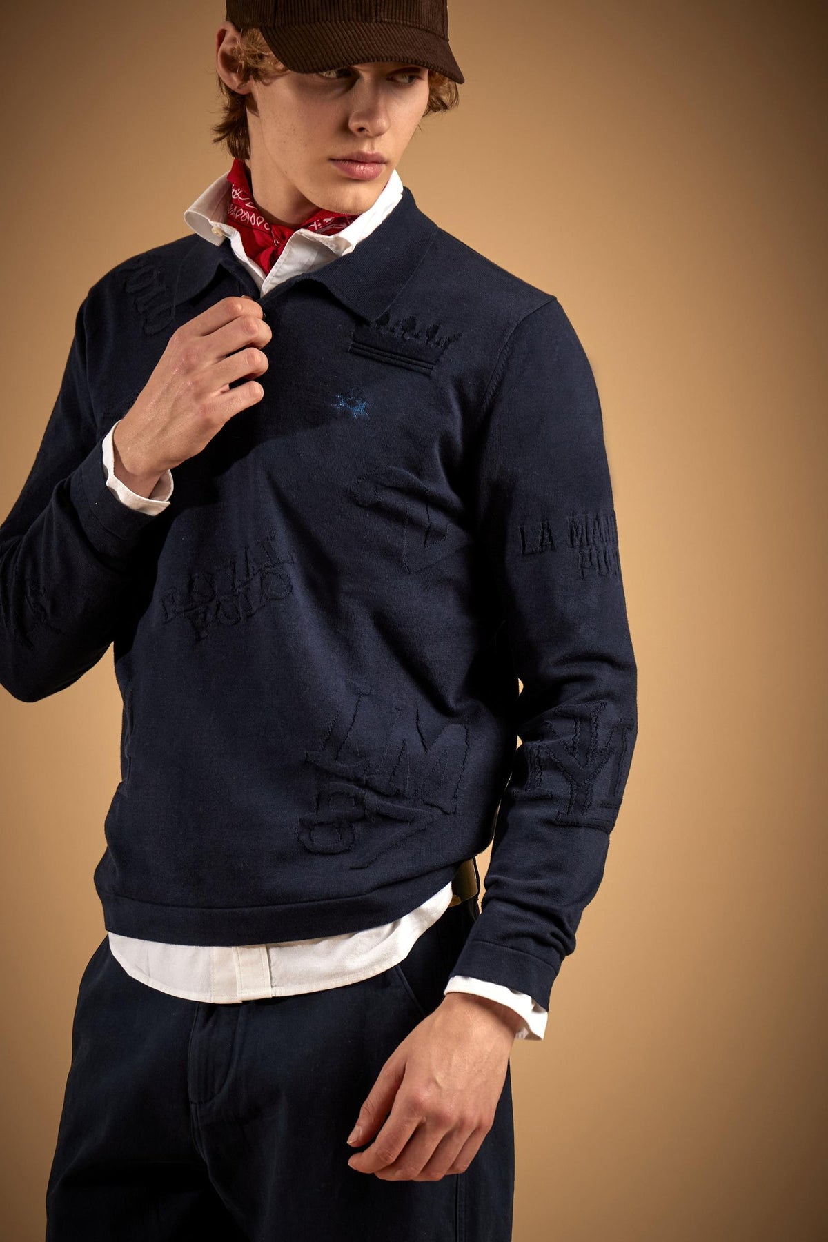 Men's jacquard cotton sweater with lettering - Erick