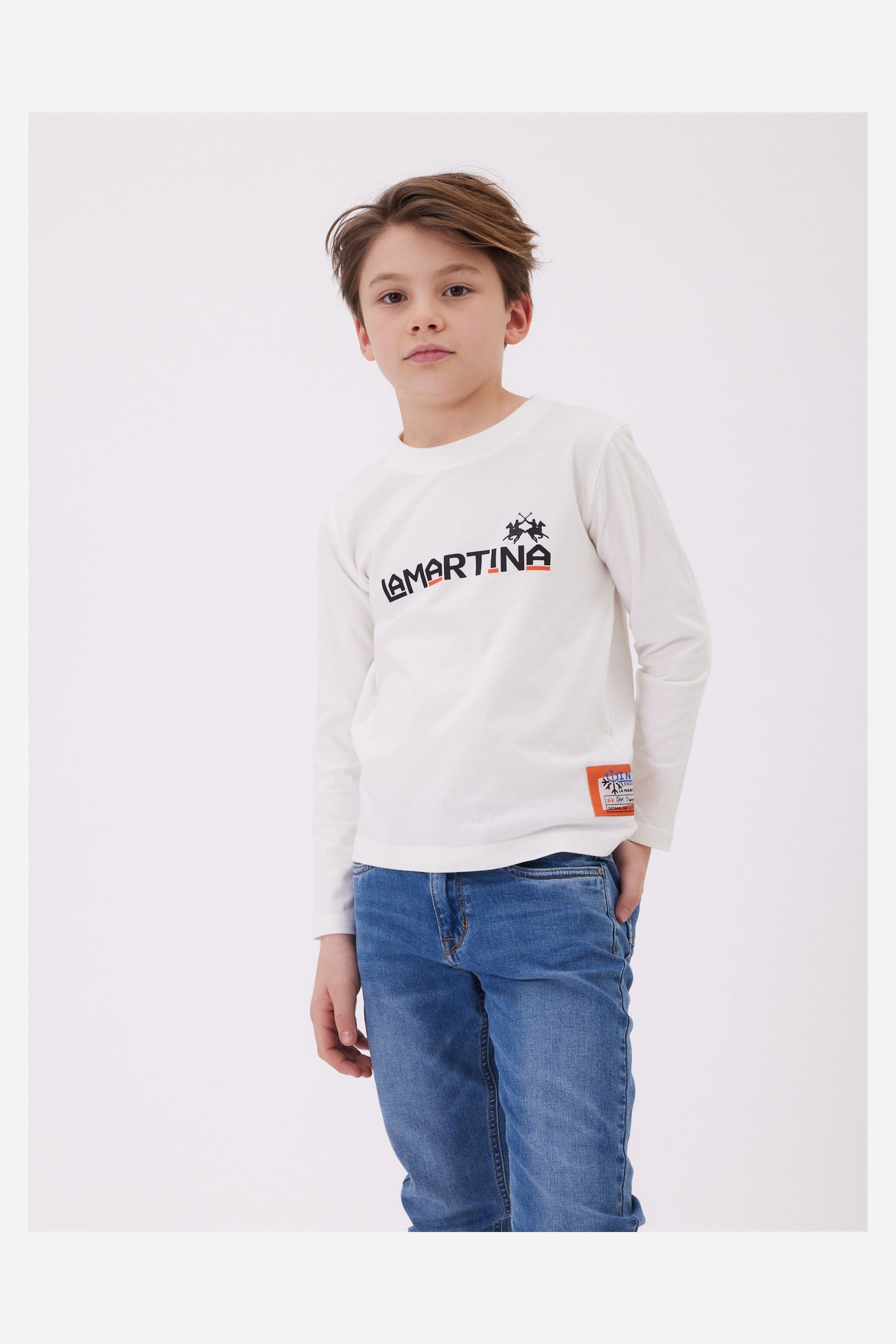 T-shirt da bambino a maniche lunghe in cotone