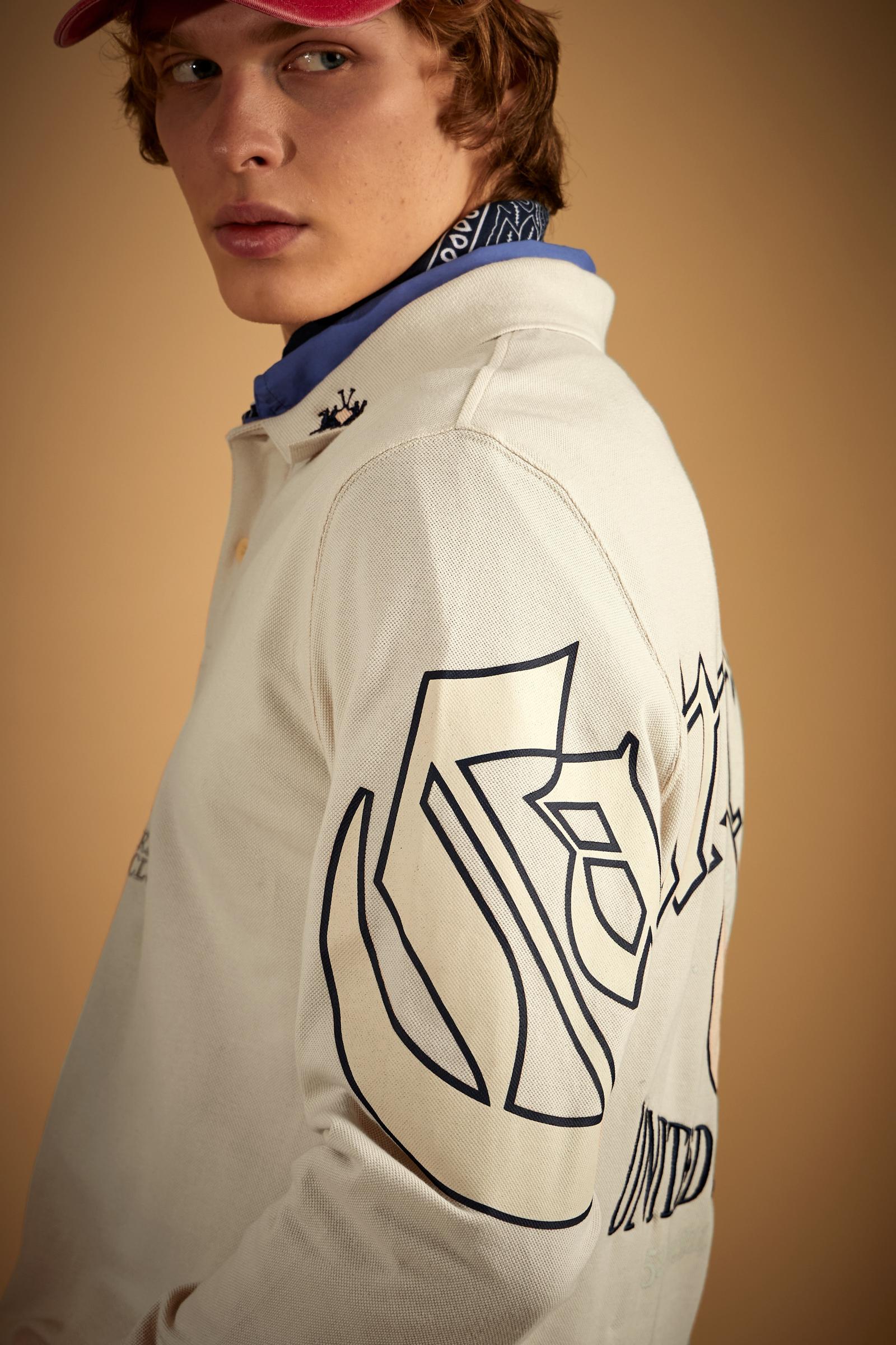 Men's long sleeve polo in Cambridge cotton piqué - Eros