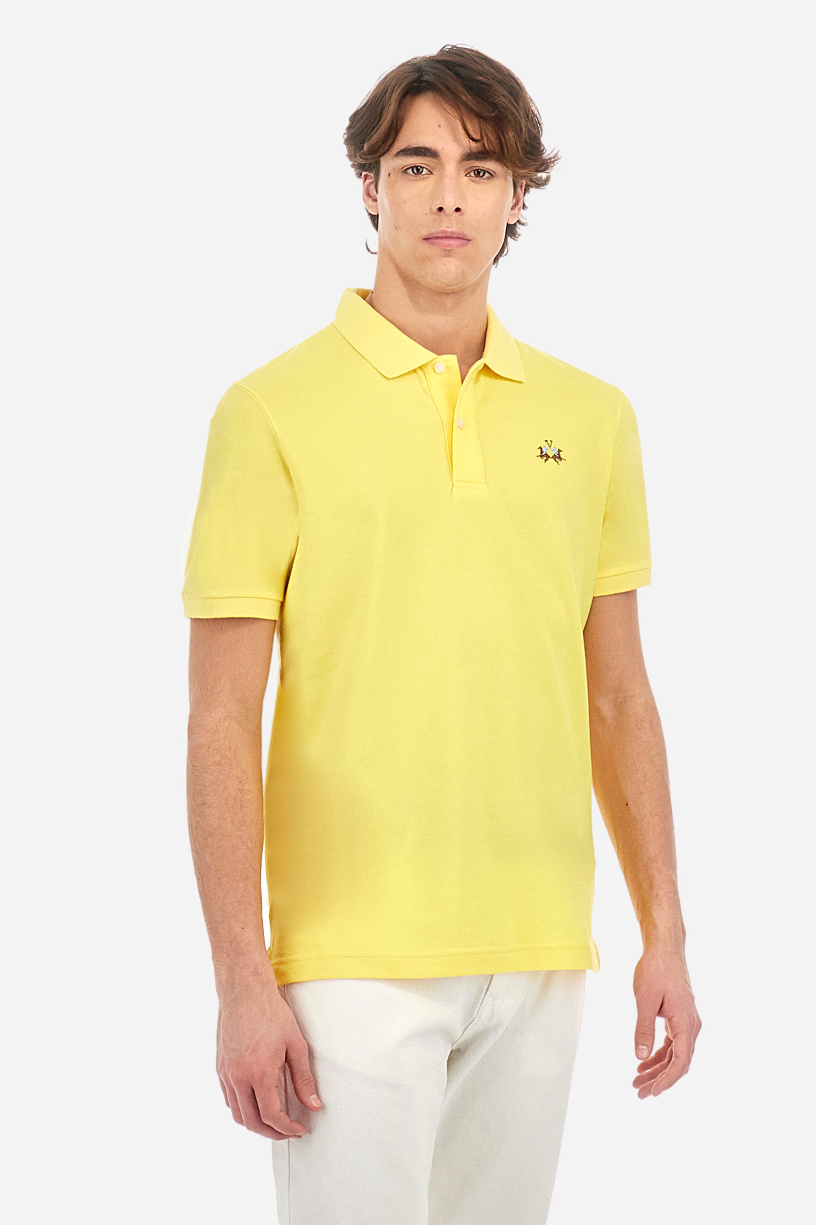 Poloshirt aus Stretch-Piqué-Baumwolle mit schmaler Passform – Eduardo