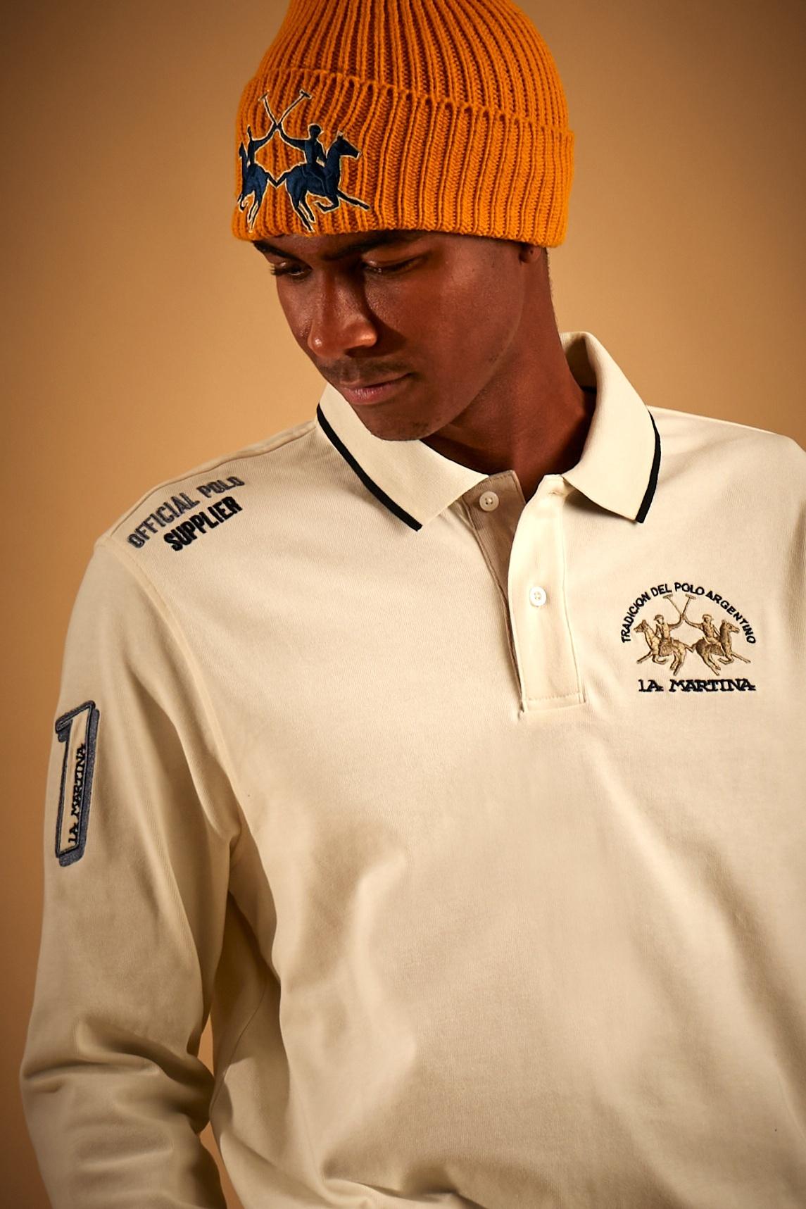 Herren-Polo aus Baumwolle mit langen Ärmeln Flaviano
