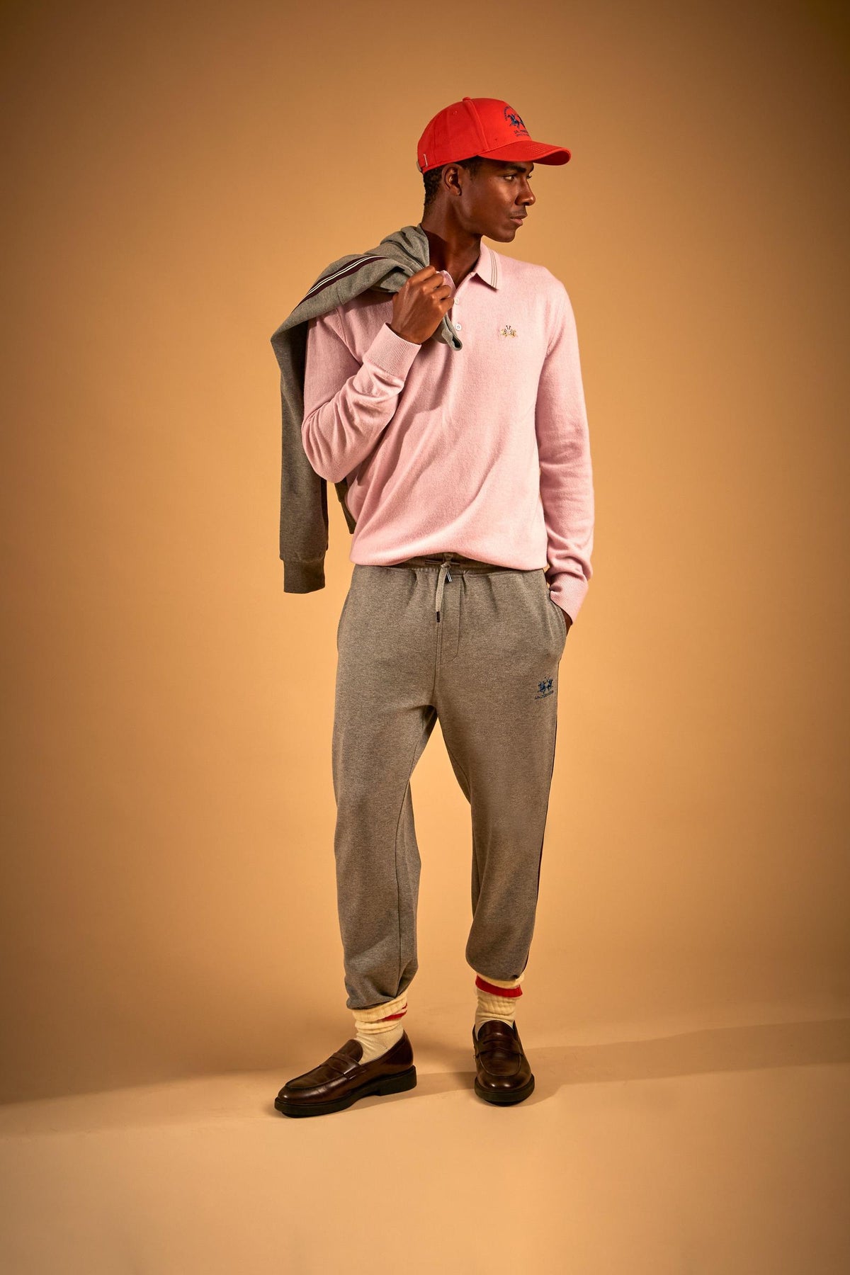 Pantalone uomo jogging interlock cotone con bande - Federico