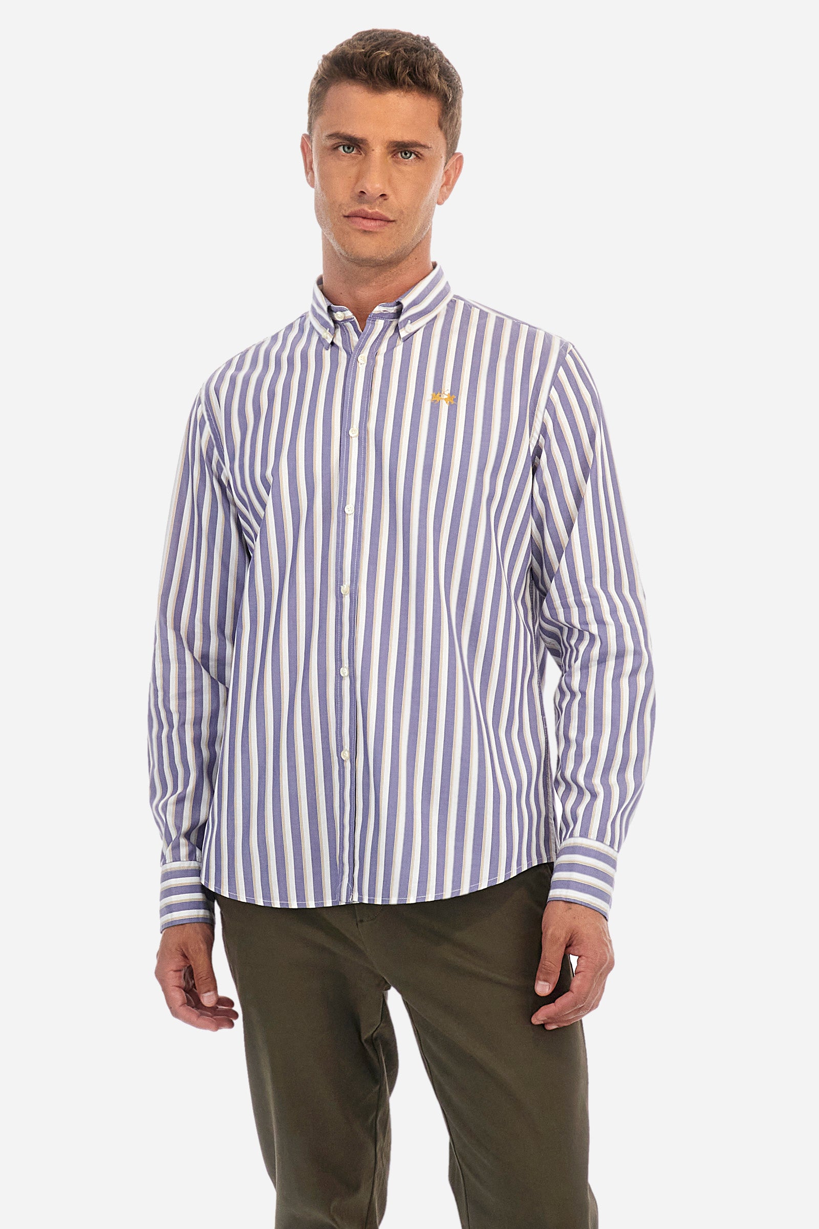 Camicia fantasia a righe regular fit in cotone - Rodolfo