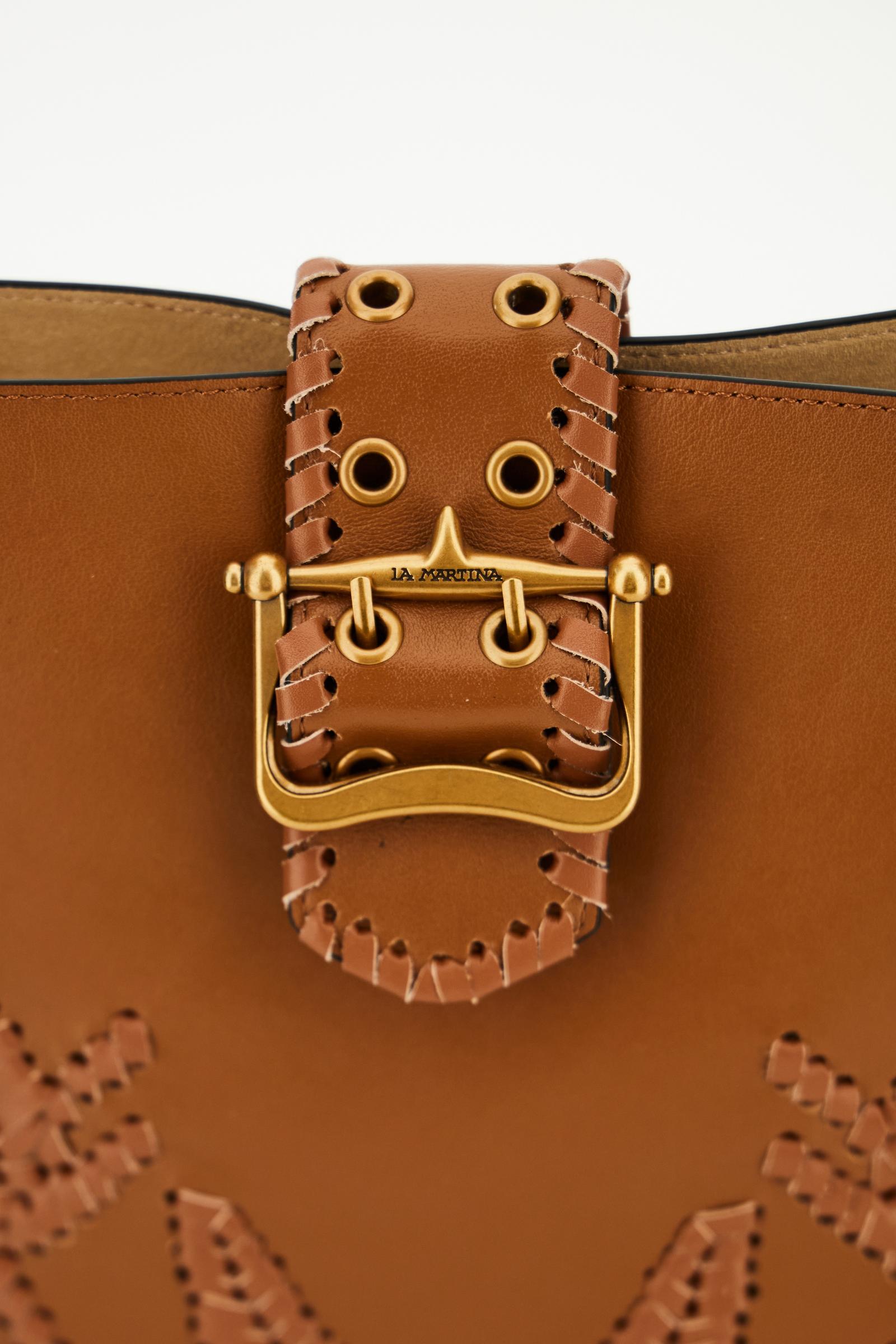 Damen-Umhängetasche aus Leder mit durchbrochenen Stickereien - Fuego Crossbody