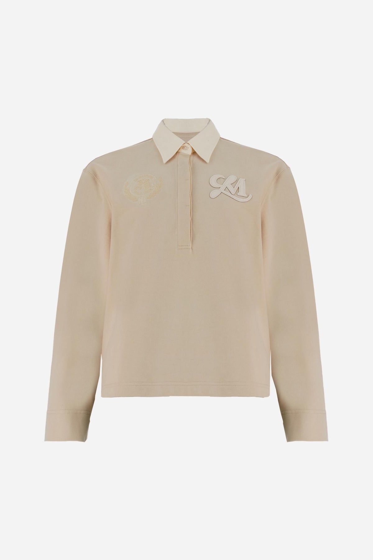 Women's long sleeve cotton jersey polo with LM patch - Edilia