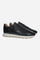 Men's sneaker crafted from soft vegetable-tanned leather with handcrafted stitching, embossed logo, two-tone rubber PU sole, and leather-colored lining. Made in Italy. - Black