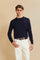 Crewneck sweater in lightweight 100% cotton with a regular fit. Ribbed collar, cuffs and hem. Contrast details inside the neckline, echoed on the cuffs, and embroidered logo on the chest. - Navy                                                                                                                                                                                                                                                                                                                              