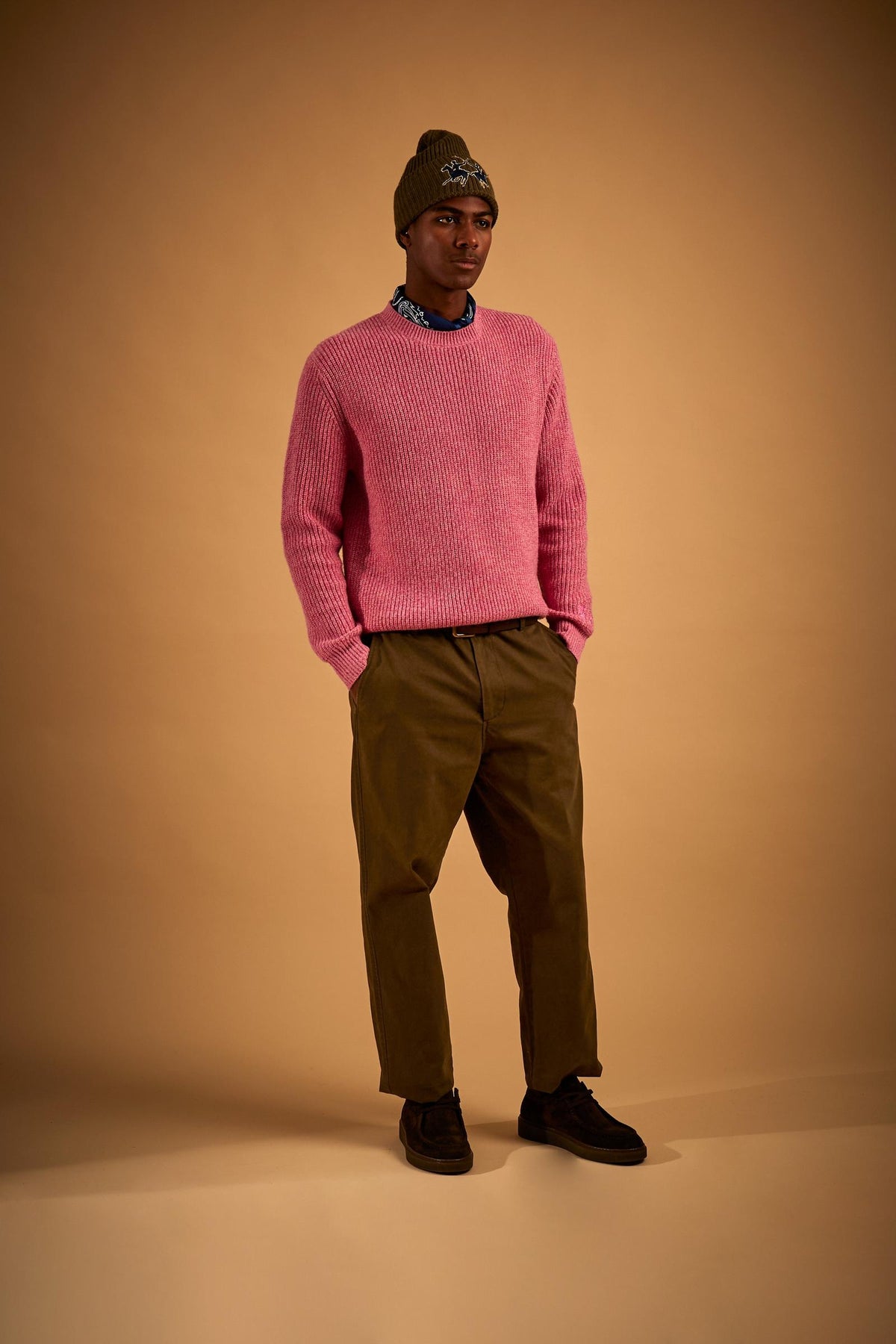 Men's crew neck mouliné lambswool sweater - Eddy