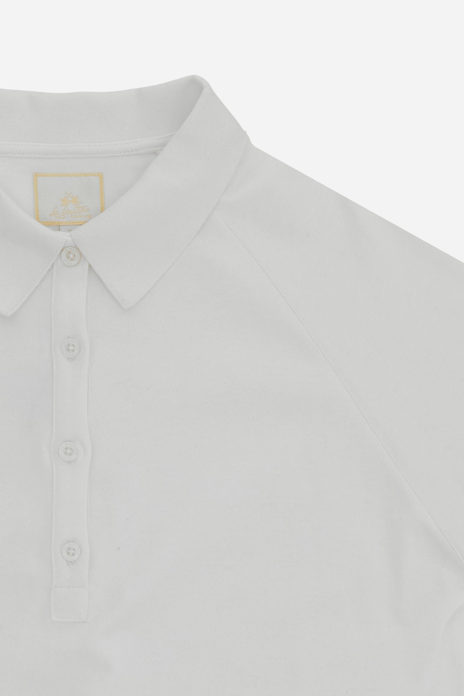 Polo shirt a maniche lunghe in 100% cotone pesante. Design boxy con colletto a coste e maniche raglan, per un'estetica rilassata e raffinata. - Optic White                                                                                                                                                                                                                                                                                                                                                                     