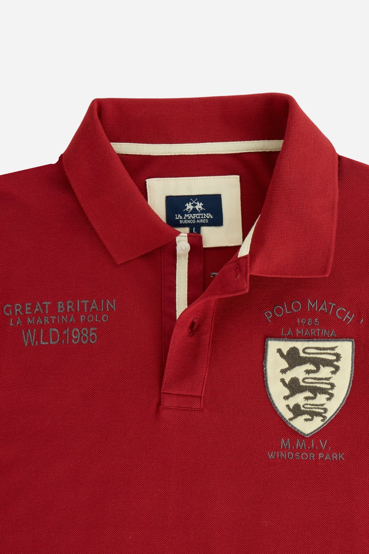 Polo homme à manches longues en piqué de coton Polo Match Engadine