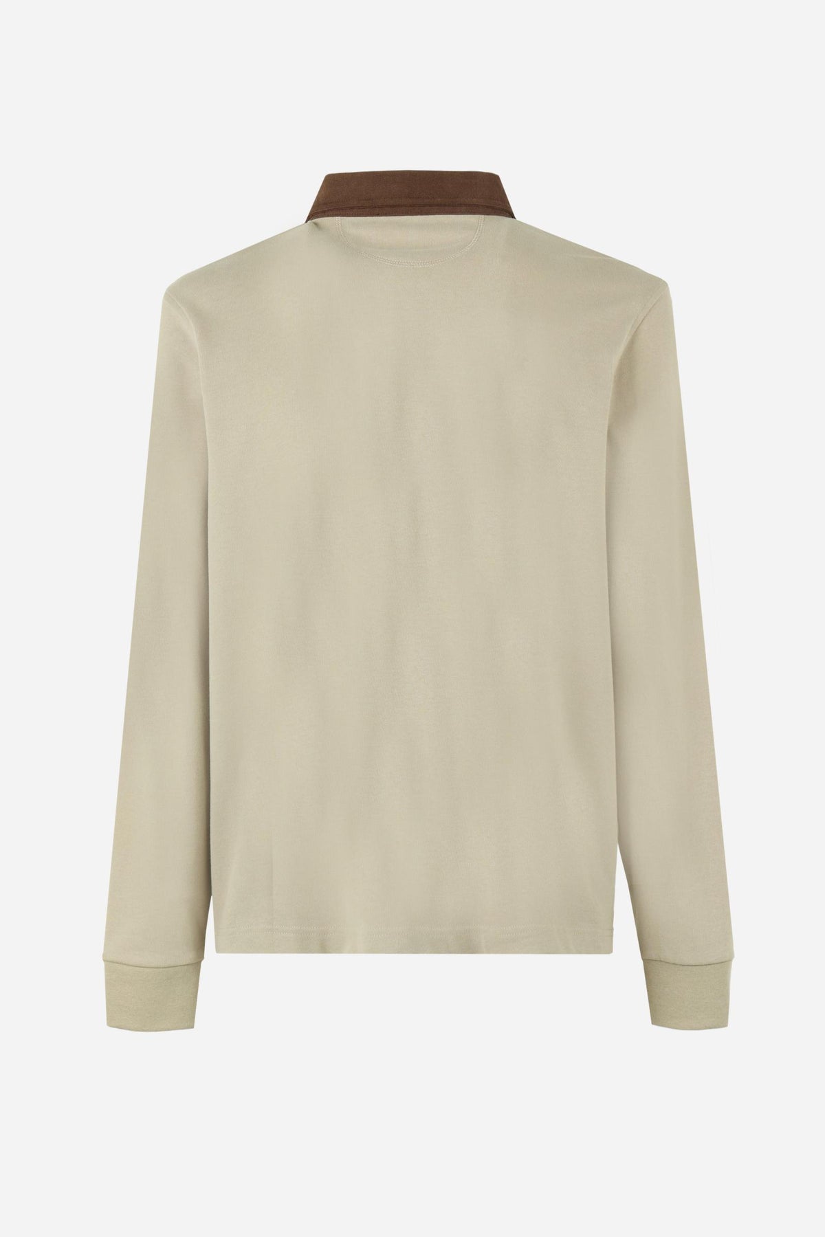 Men's long-sleeve polo made from heavy cotton jersey with ribbed cuffs, contrasting gabardine collar, embroidered logo, and a comfortable regular fit. - Vintage Khaki