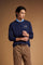 Long-sleeve 100% cotton jersey T-shirt with ribbed crew neck and cuffs, featuring a contrasting embroidered team logo. Regular fit for all-day comfort. - Navy Blazer
