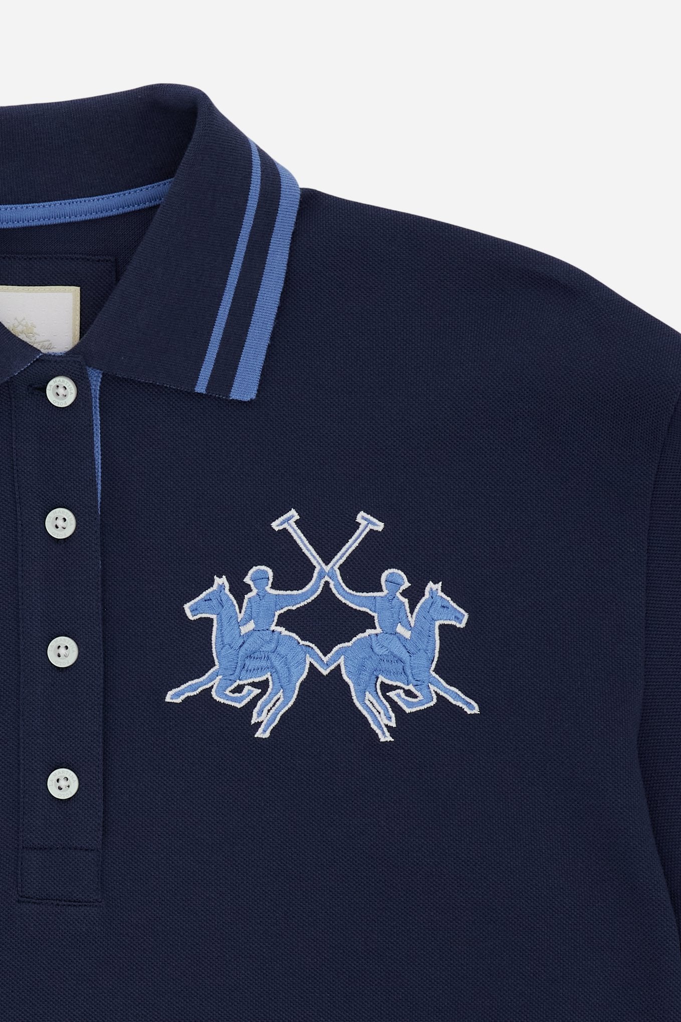 Women's crop fit polo in piqué with maxi logo - Clementina