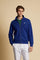 Men’s cotton French Terry sweatshirt with full zip, regular fit and ribbed details. Contrast embroidered brand logo. - Mazarine Blue                                                                                                                                                                                                                                                                                                                                                                                            