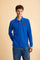 Men's long-sleeved polo shirt in stretch cotton with a regular fit - Blue Scotland                                                                                                                                                                                                                                                                                                                                                                                                                                              