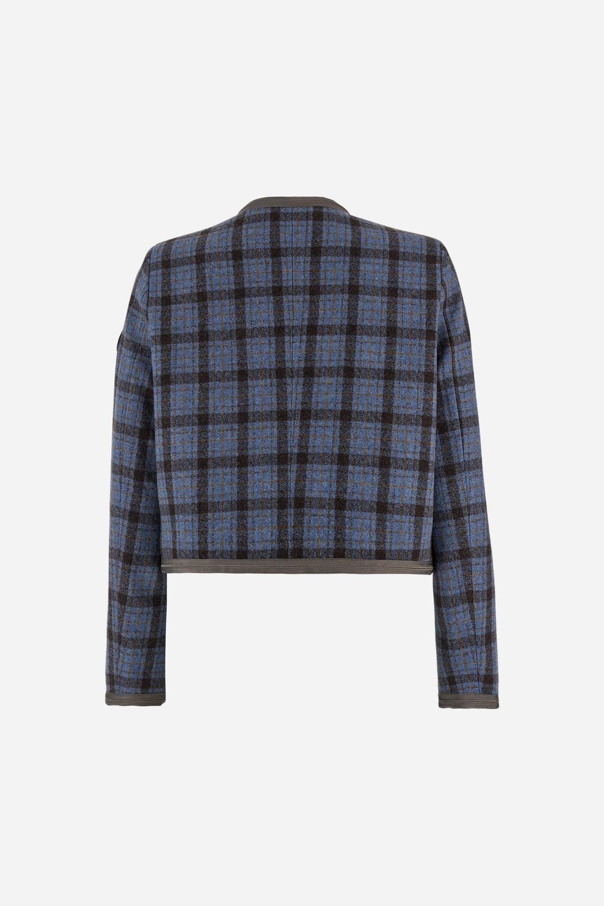 Short women's jacket in wool felt with plaid pattern - Dane