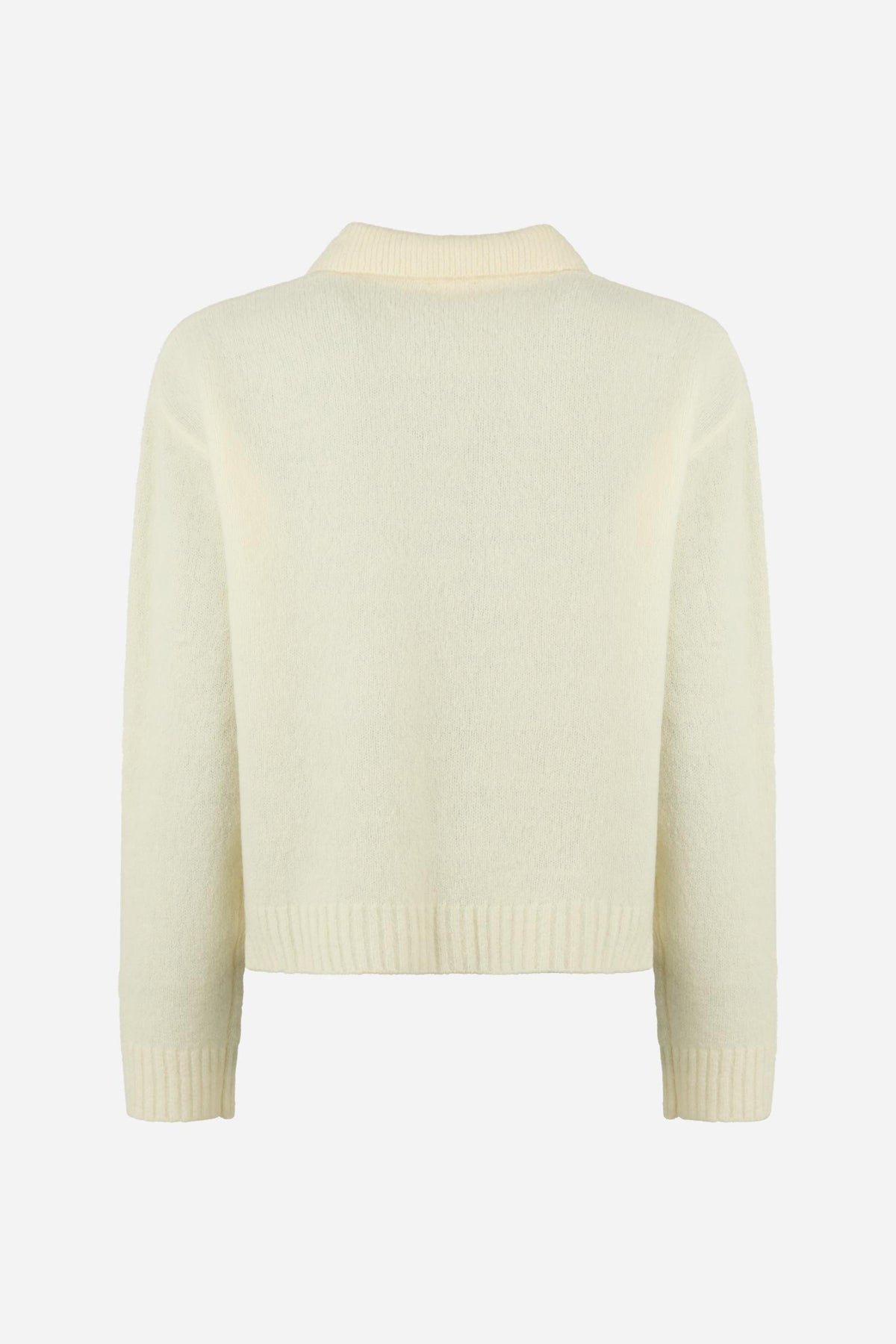 Women's cropped polo in lambswool knit - Elvira