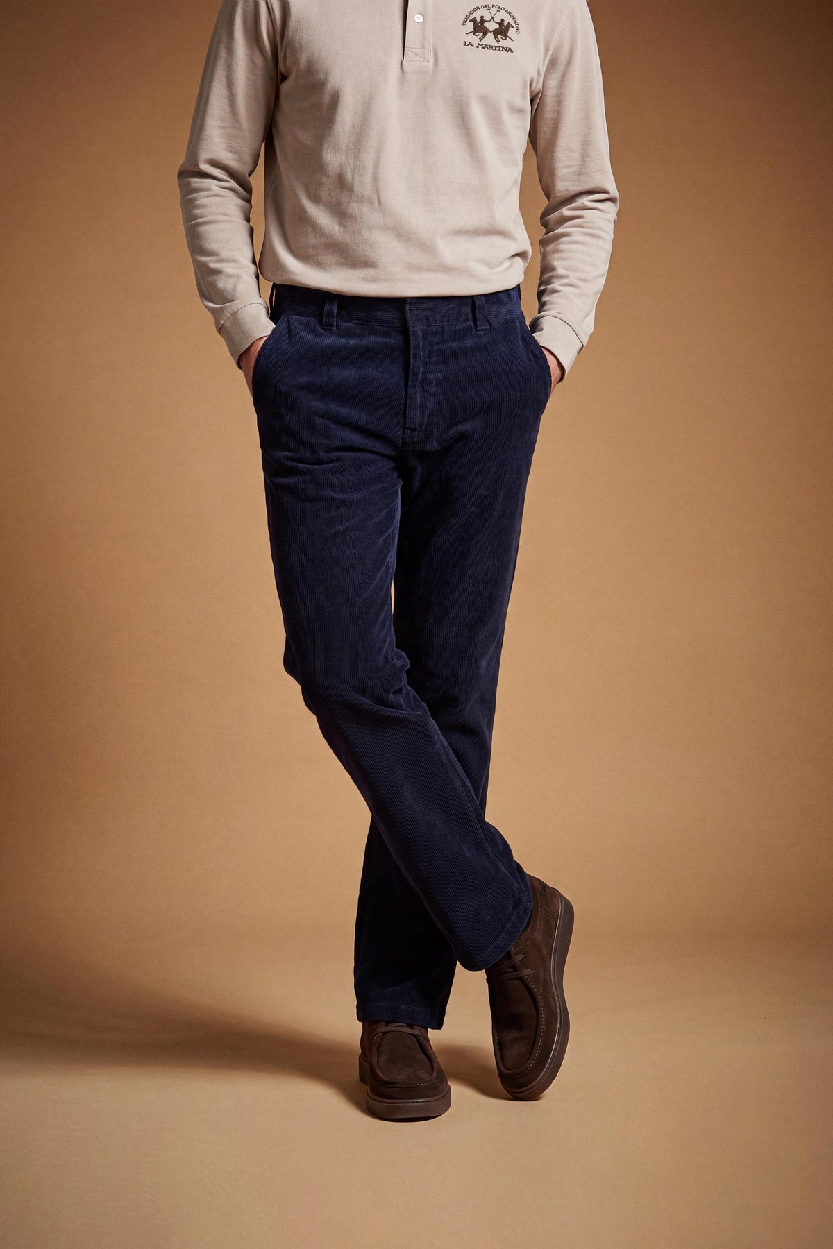 Pantalone uomo chino in velluto millerighe di cotone - Edoardo