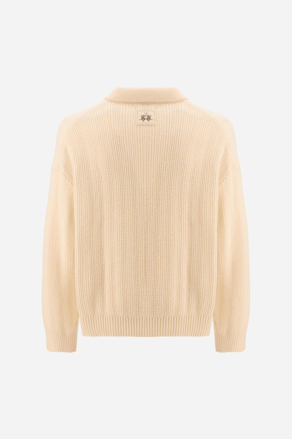 Polo uomo manica lunga in maglia misto lana – Ernardo