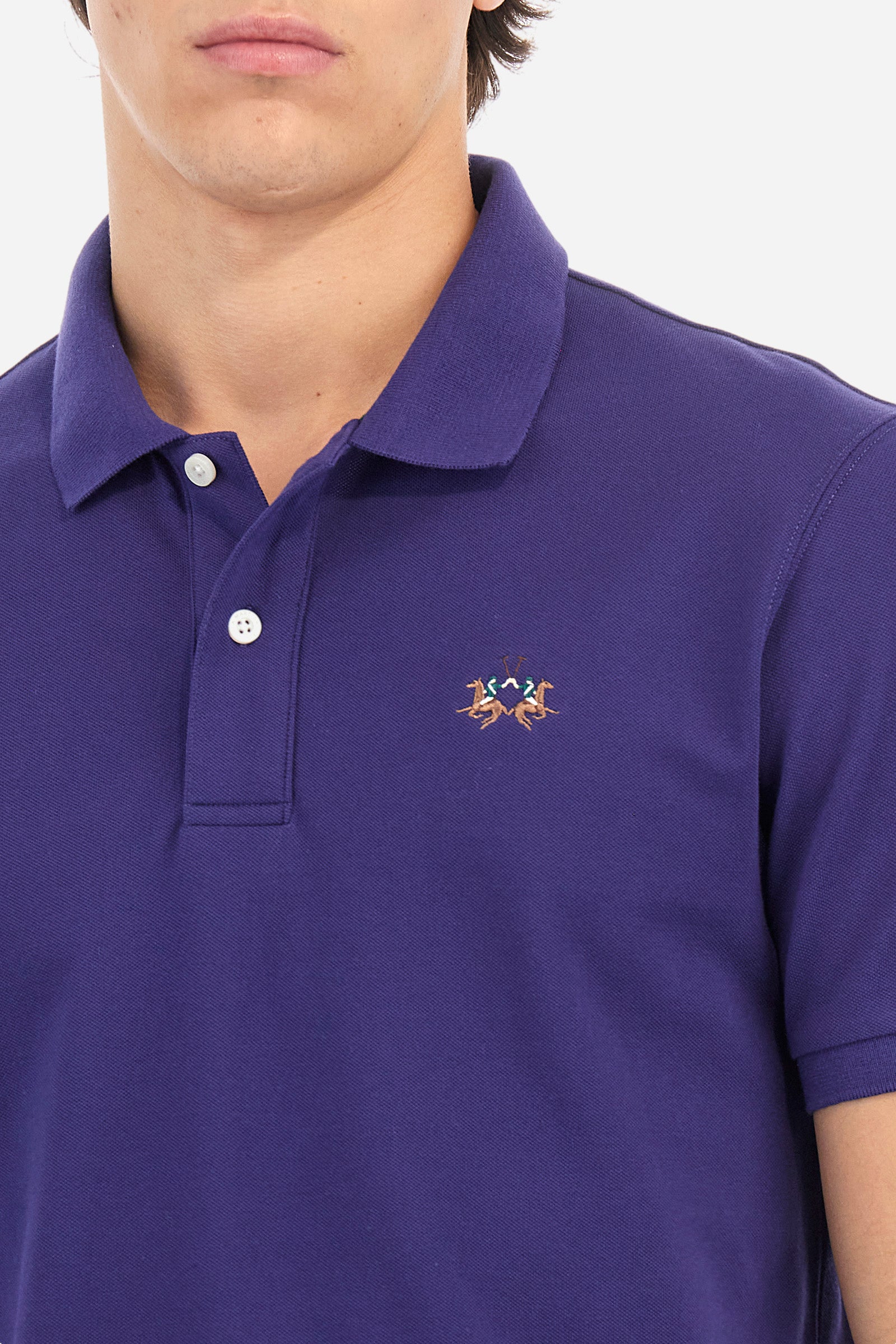 Slim fit cotton piqué polo shirt - Eduardo