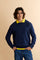 Men’s long-sleeved sweater made with gauge 5 knit in solid-color pure cotton yarn. The particular structure of the knit gives the garment a substantial yet soft hand feel. The clean, essential design is defined by a crew neck, ribbed cuffs, and hem. The fit is regular and relaxed, with a well-positioned shoulder that keeps the silhouette neat. On the back, just below the neckline, the embroidered logo patch adds a discreet brand signature. The model is wearing size L. - Navy