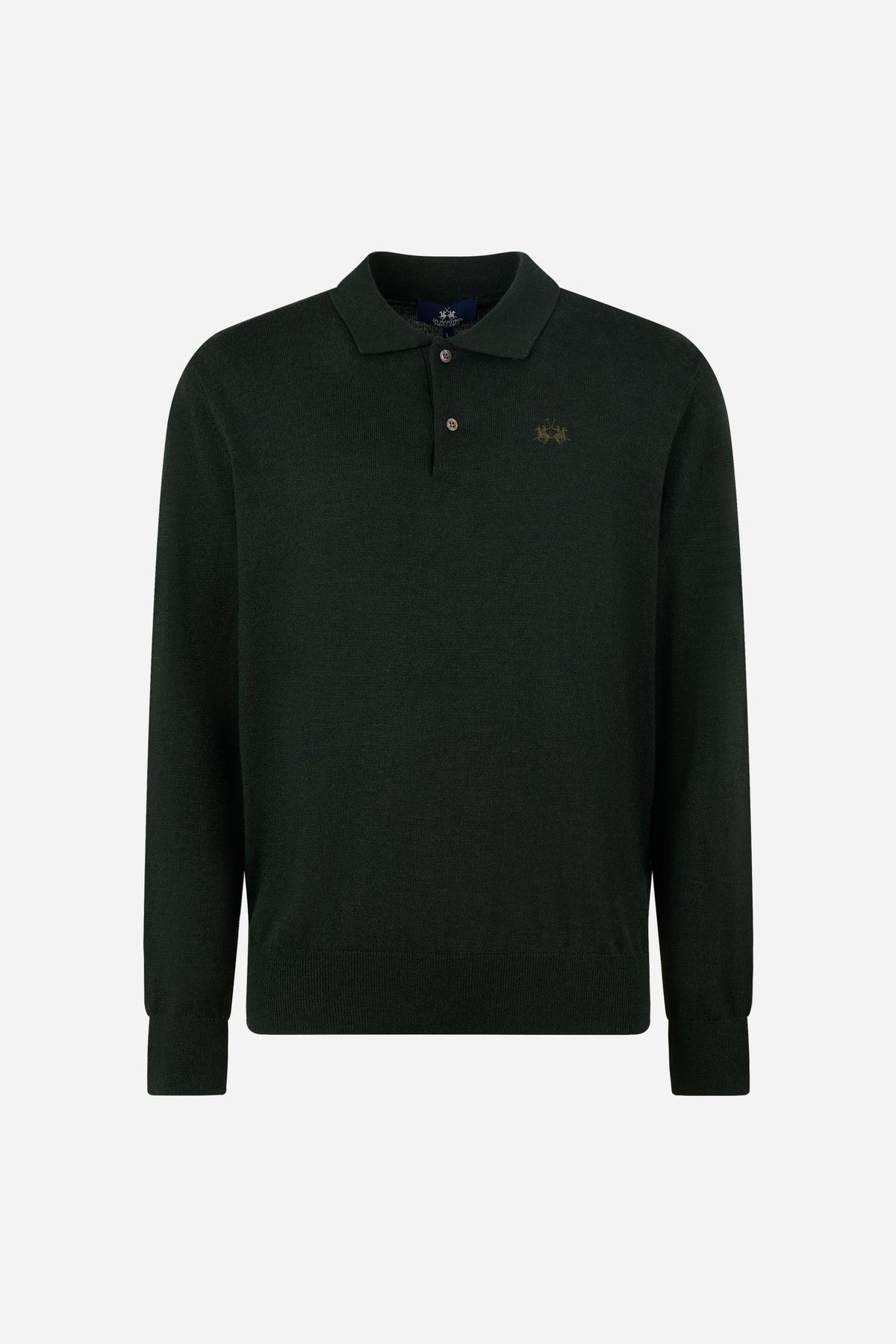 Polo homme manches longues en laine mérinos - Evaristo