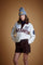 Women's polo collar sweater in alpaca blend with patch - Estella