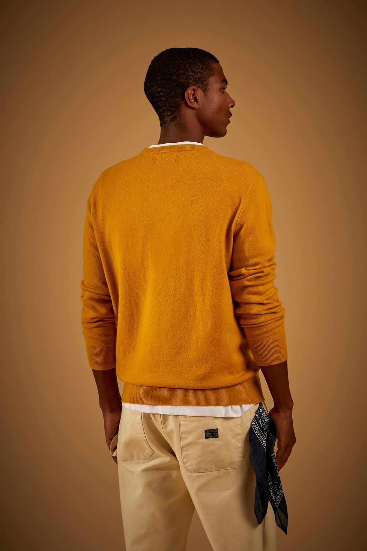 Men's crew neck lambswool sweater with tricolor logo - Ethan