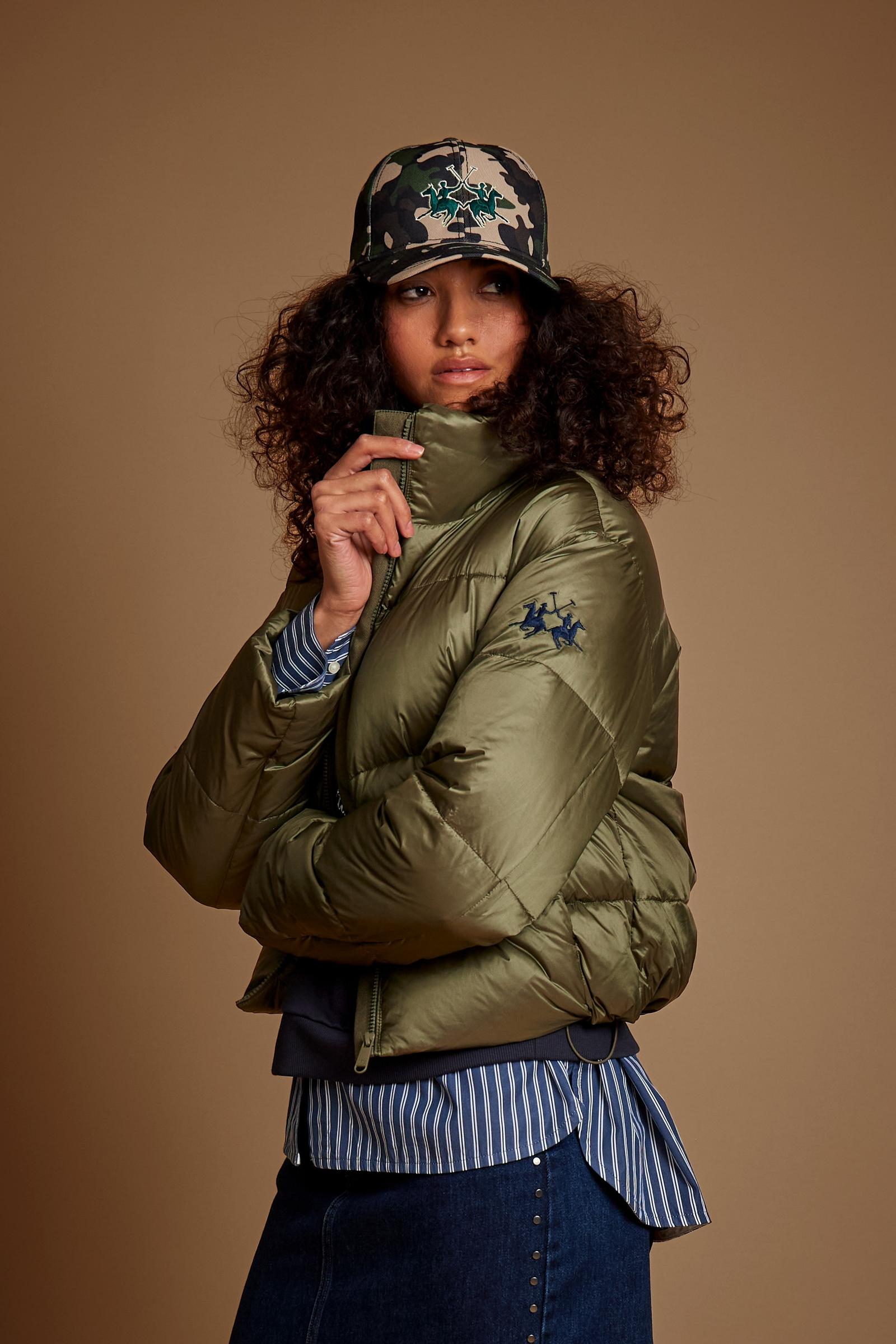 Women's iridescent nylon down jacket padded with feathers - Deborah