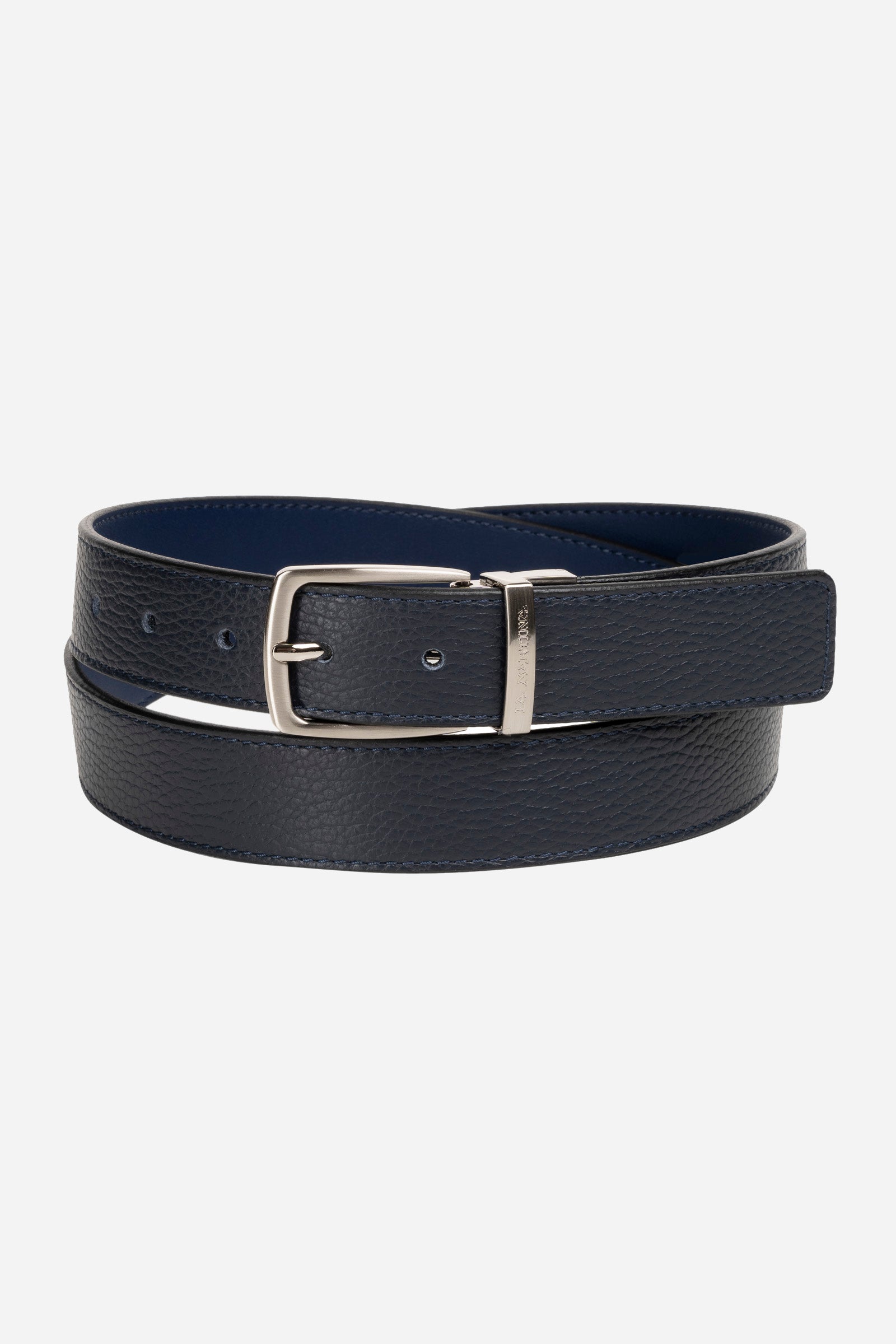 Ceinture unie en cuir bleu marine