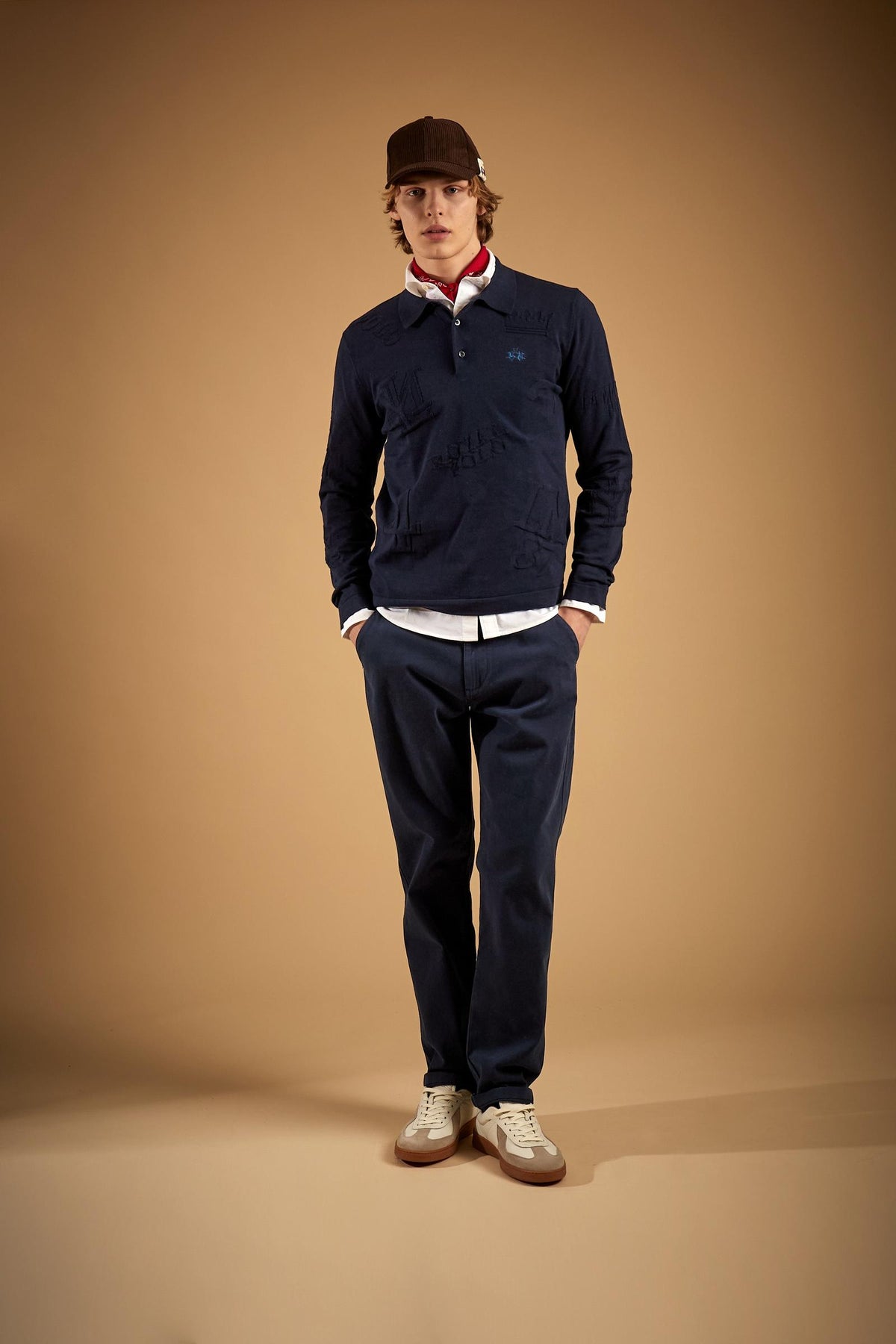 Men's jacquard cotton sweater with lettering - Erick