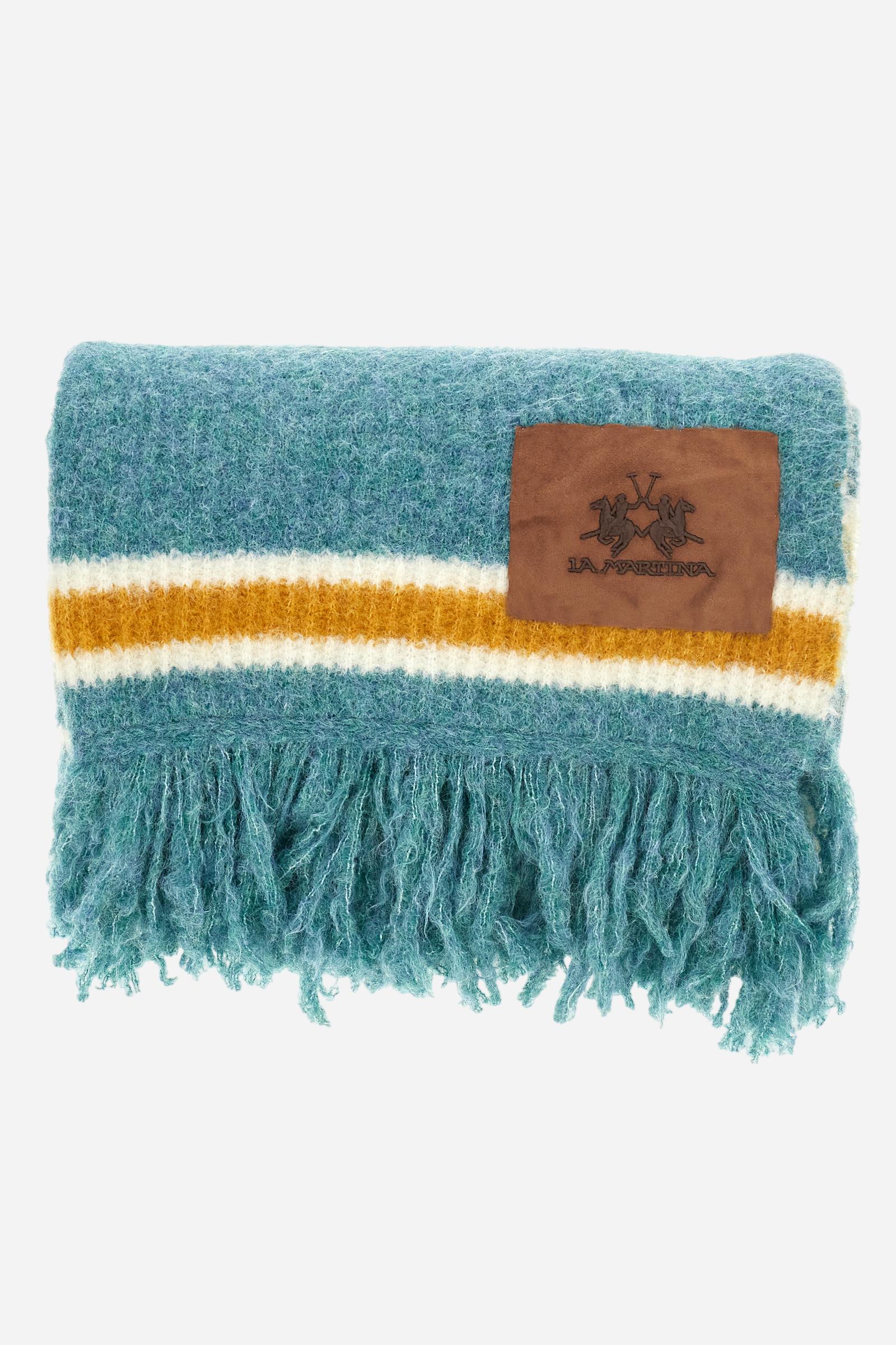 Striped mohair wool blanket with fringes - Bennie
