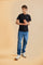 Men's short-sleeved crew-neck T-shirt in solid color with embroidered logo. Made of 100% cotton, perfect for a casual and trendy look with shorts or trousers. - Black                                                                                                                                                                                                                                                                                                                                                          